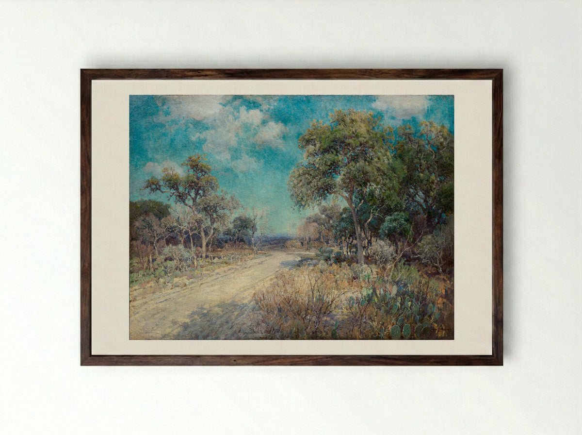 Road to the Hills - Robert Julian Onderdonk - Framed Print Dark Wood