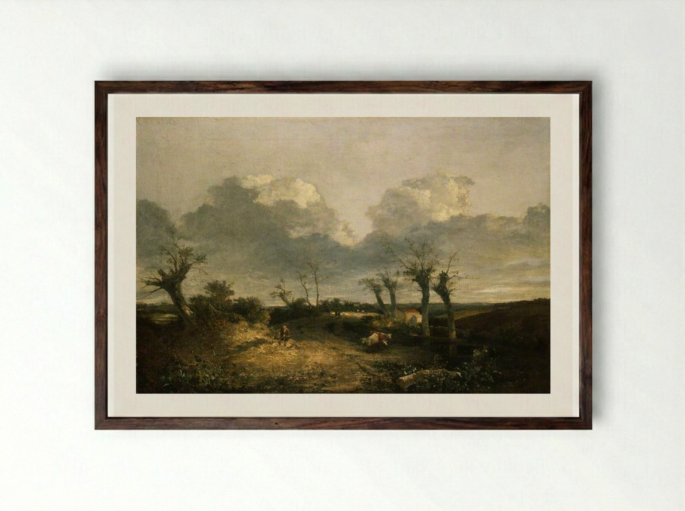 Road with Pollards - John Crome - Framed Print Dark Wood