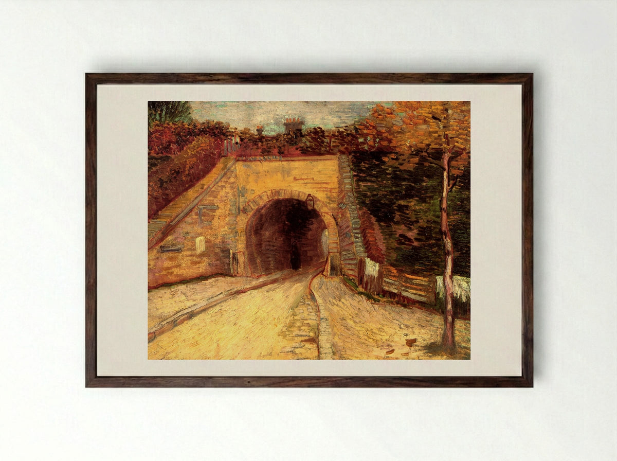 Roadway with Underpass - Vincent van Gogh - Framed Print Dark Wood