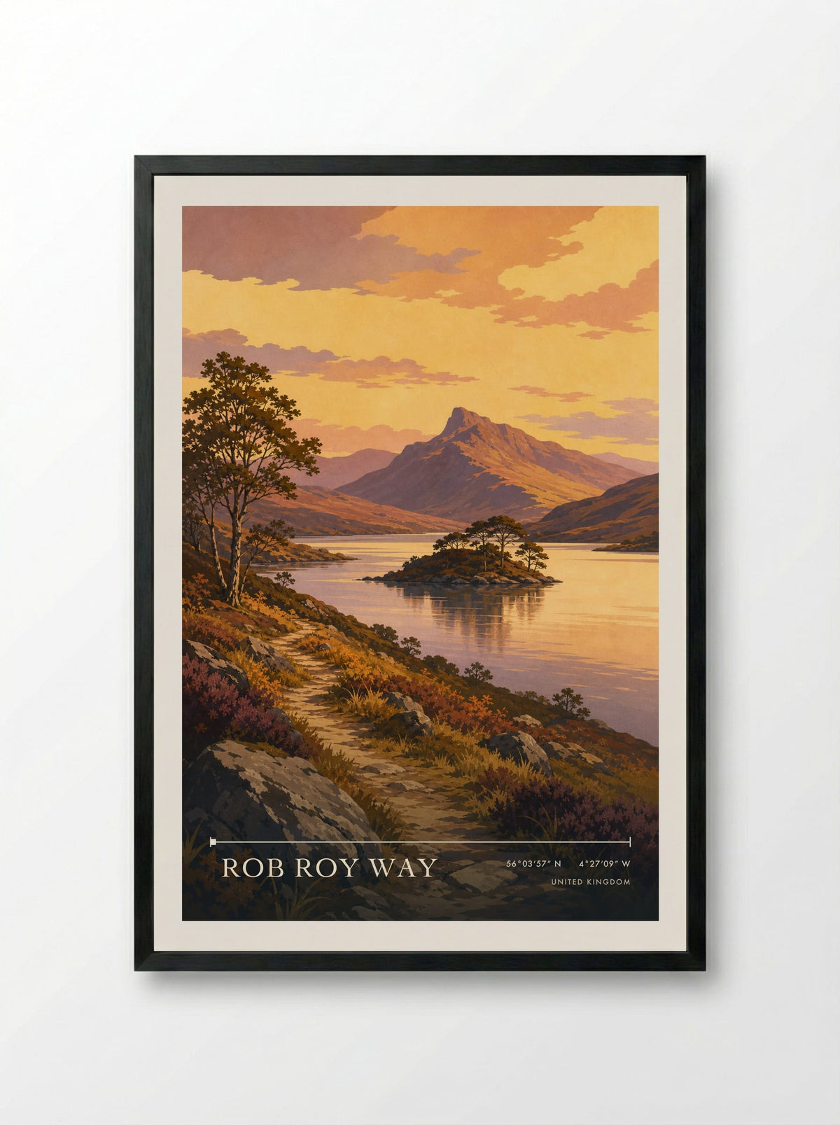 Rob Roy Way | Travel Poster - Framed Print Black