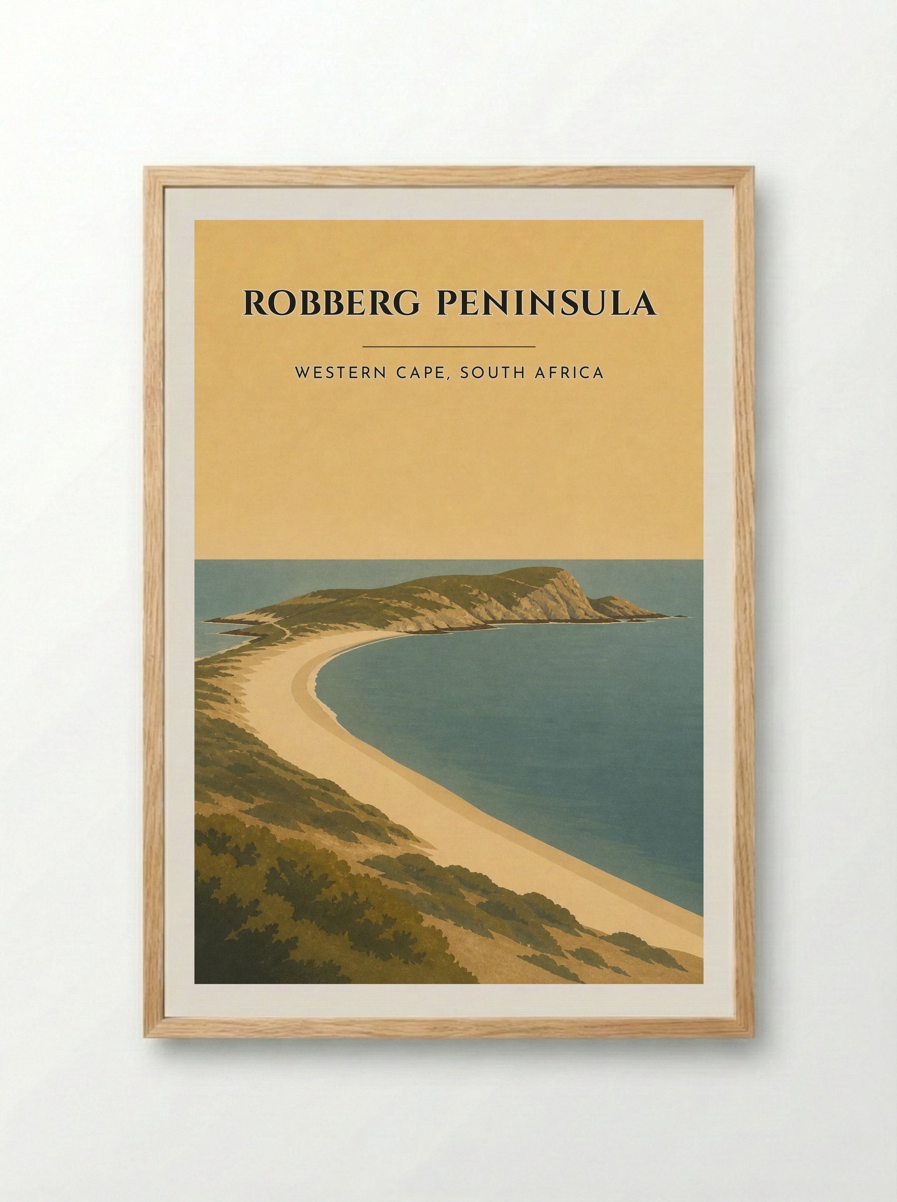 Robberg Peninsula Travel Poster Artwork - Framed Print Wood