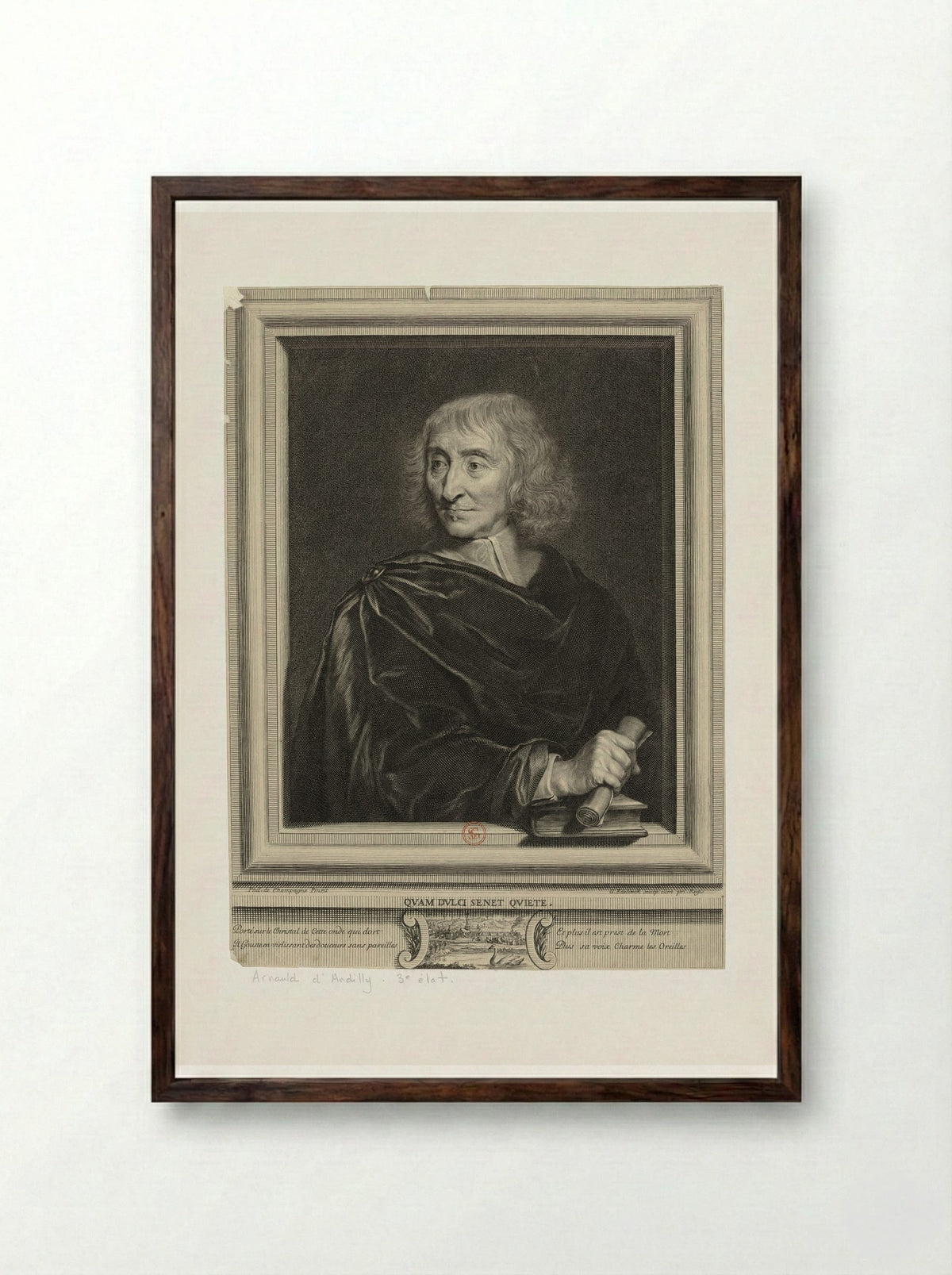 Robert Arnauld d'Andilly - Gérard Edelinck - Framed Print Dark Wood