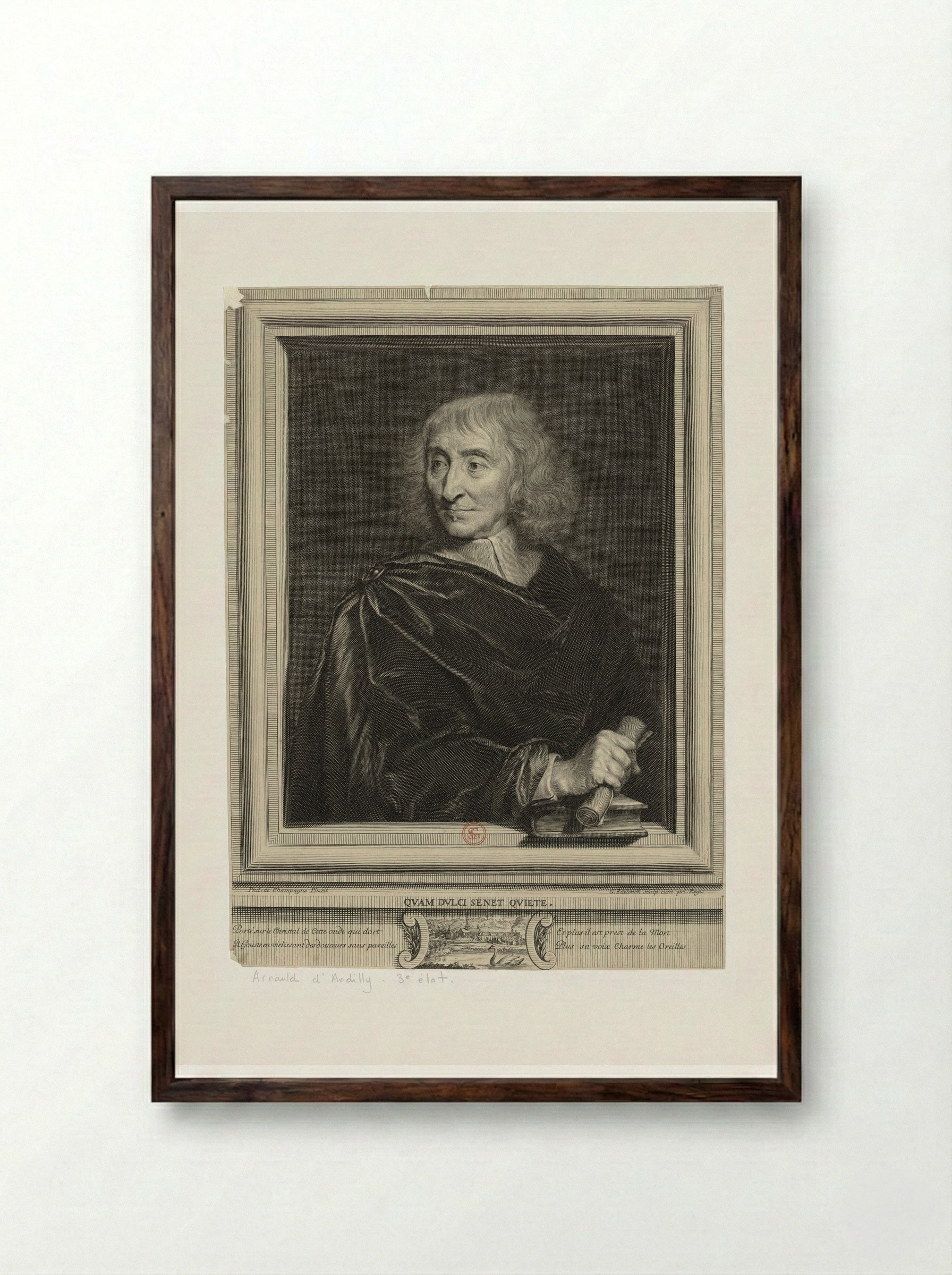 Robert Arnauld d'Andilly - Gérard Edelinck - Framed Print Dark Wood