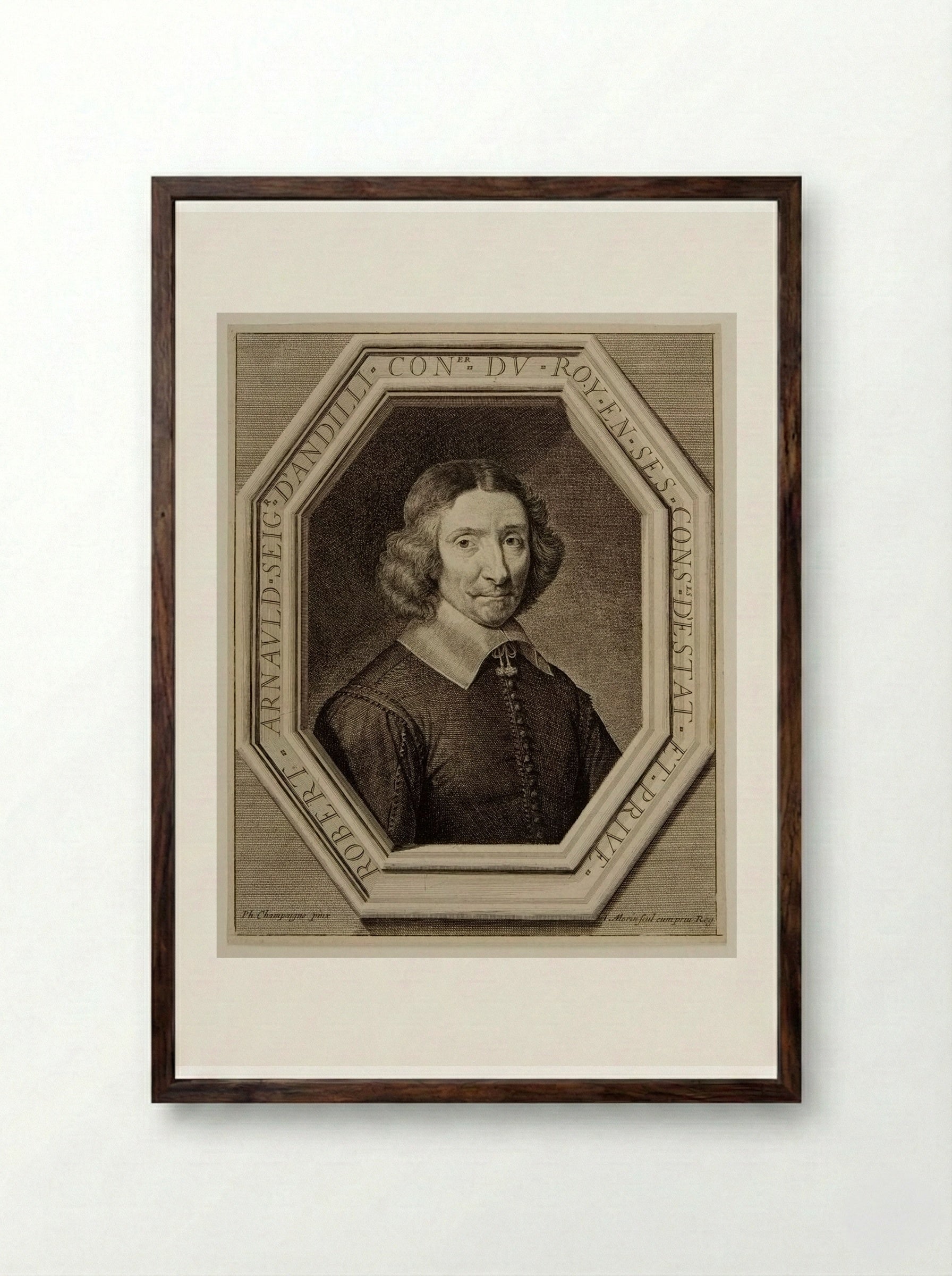 Robert Arnauld d'Andilly - Jean Morin - Framed Print Dark Wood