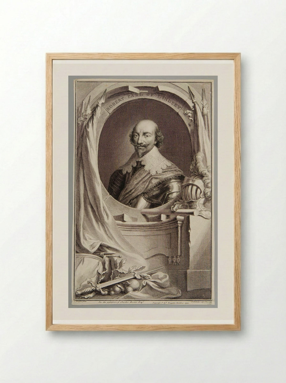 Robert Bertie, 1st Earl of Lindsey - Jacobus Houbraken - Framed Print Wood