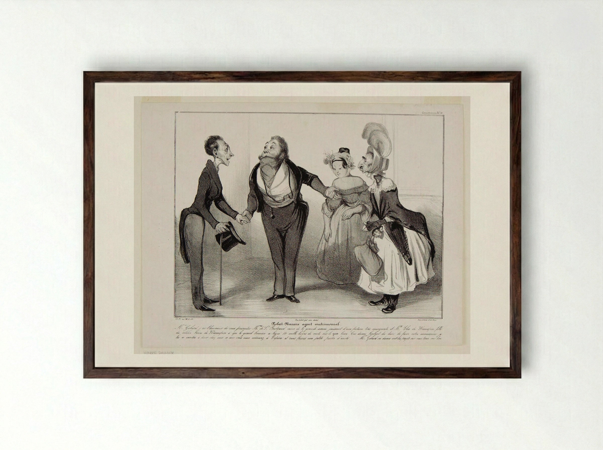 Robert Macaire, Marriage Agent - Honoré-Victorin Daumier - Framed Print Dark Wood