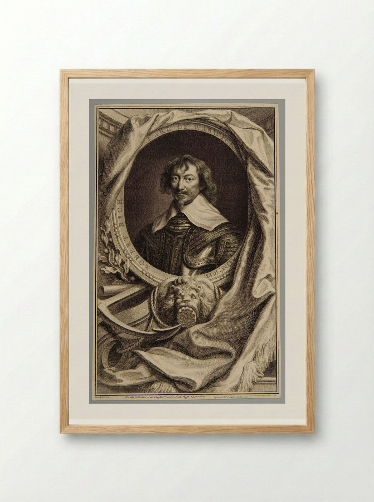 Robert Rich, 2nd Earl of Warwick - Jacobus Houbraken - Framed Print Wood