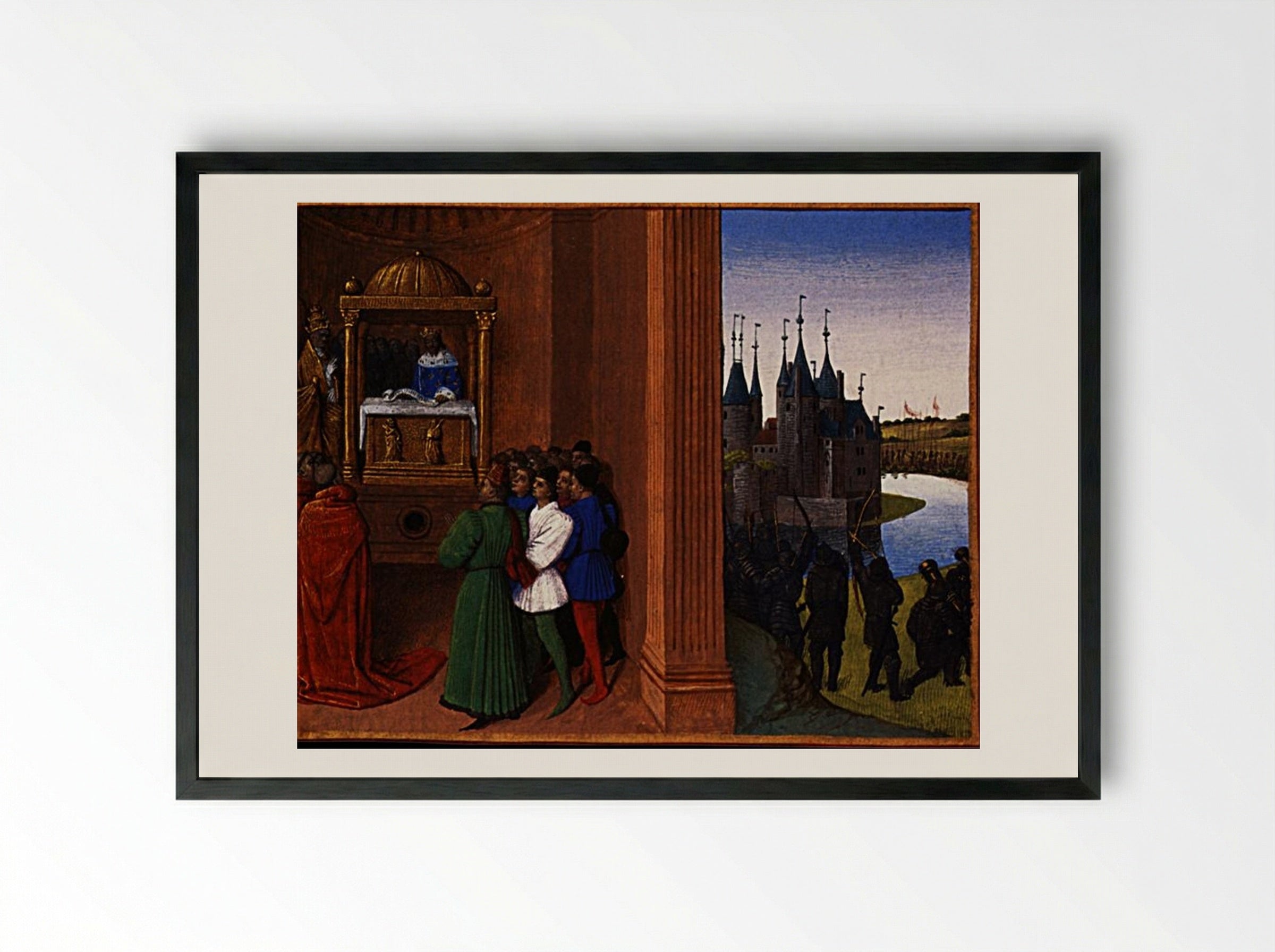 Robert the Pious Files an Antiphon - Jean Fouquet - Framed Print Black