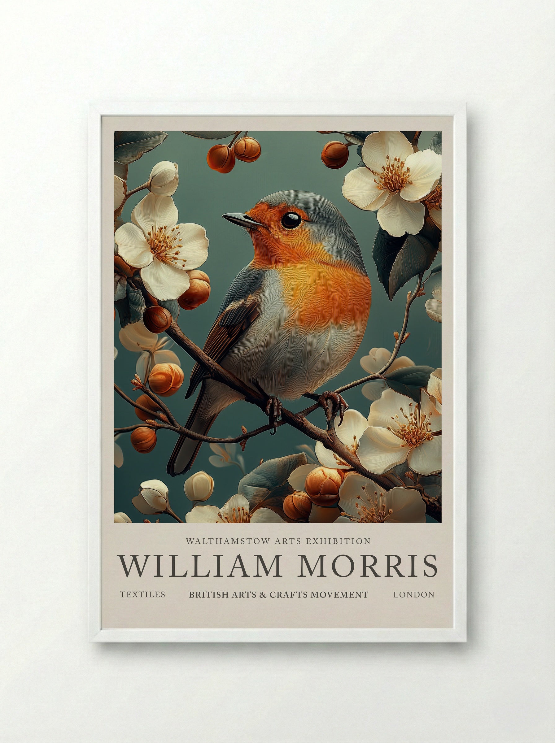 Robin Reverie - William Morris - Framed Print White