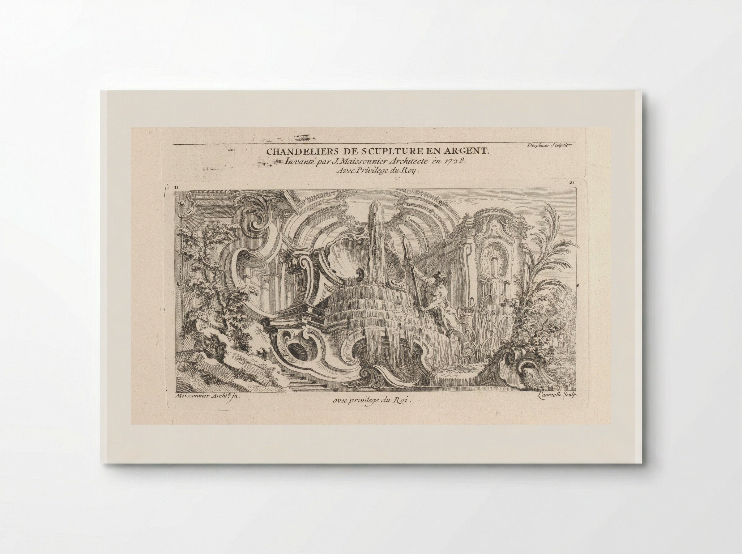 Rocaille Fountain with River God - Gabriel Huquier - Poster