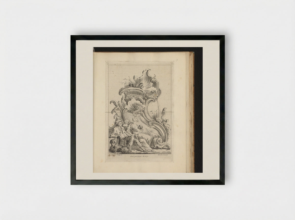 Rocaille with Herders - Antoine Aveline - Framed Print Black