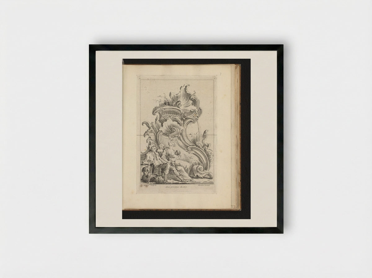 Rocaille with Herders - Antoine Aveline - Framed Print Black