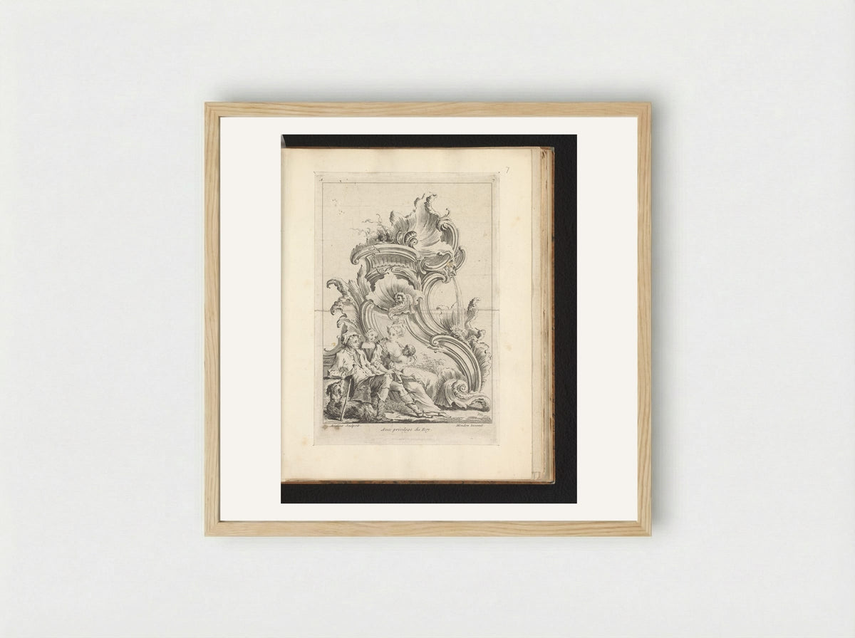 Rocaille with Herders - Antoine Aveline - Framed Print Wood
