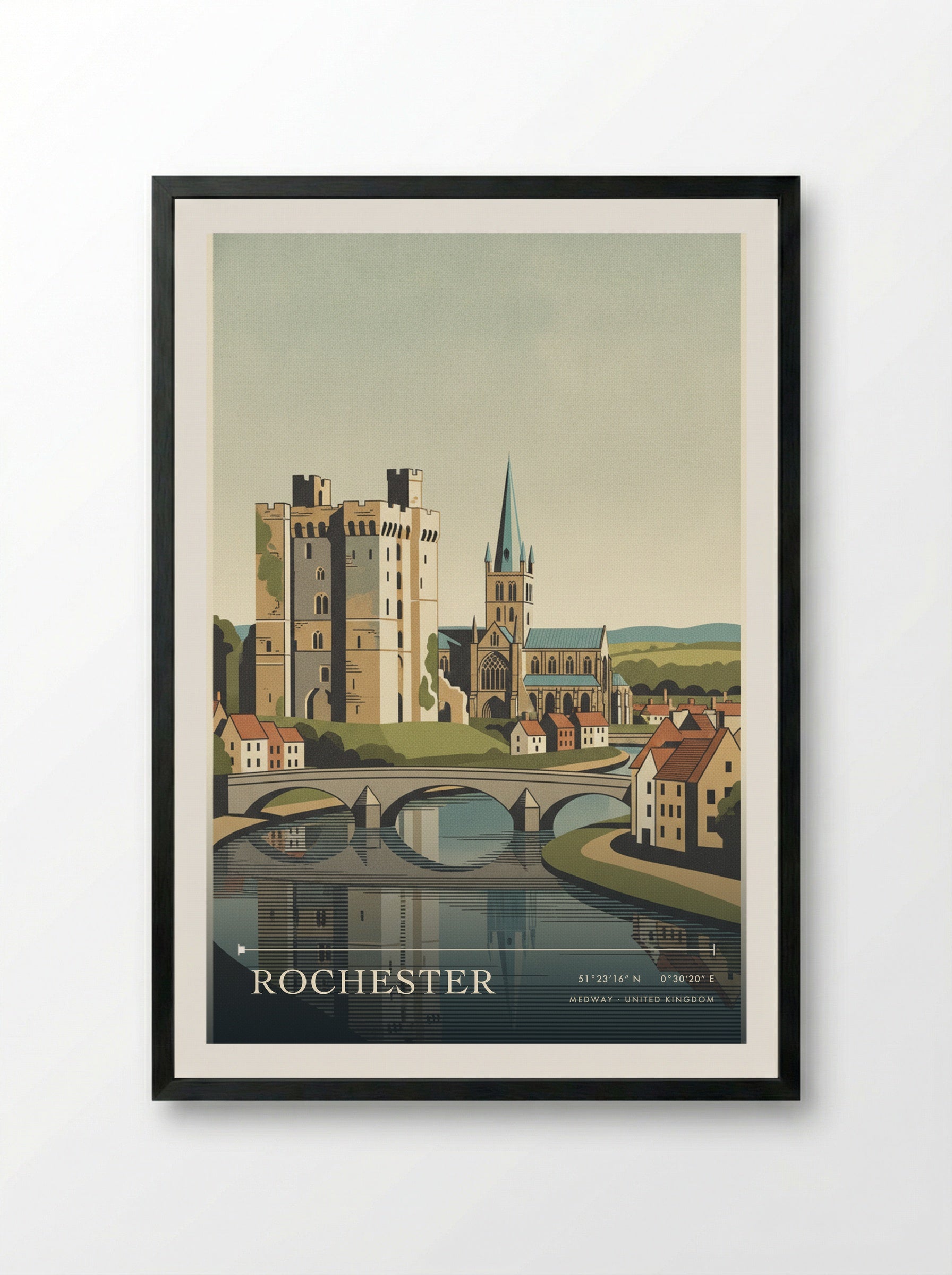 Rochester Medway United Kingdom Travel Poster - Framed Print Black