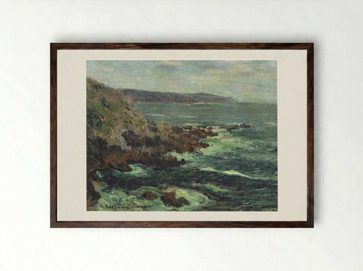 Rock Cliffs by the Sea in Britain - Gustave Loiseau - Framed Print Dark Wood