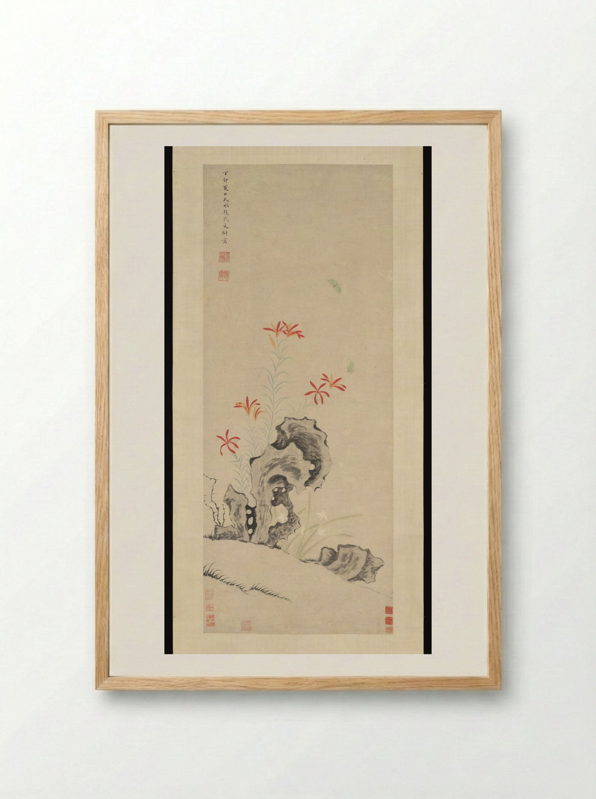 Rock, Tiger Lily and Orchid - Fine Art Print - Framed Print Wood