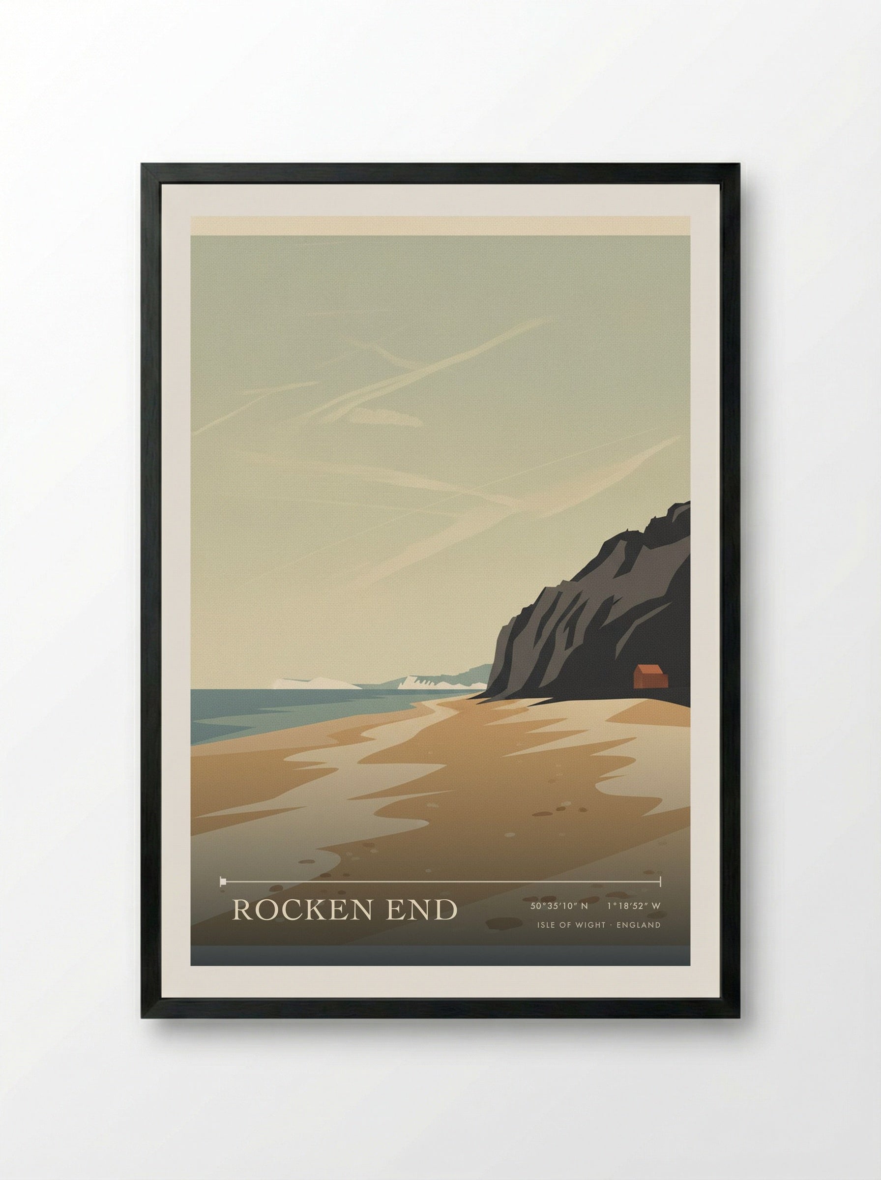 Rocken End Isle of Wight England Travel Poster - Framed Print Black