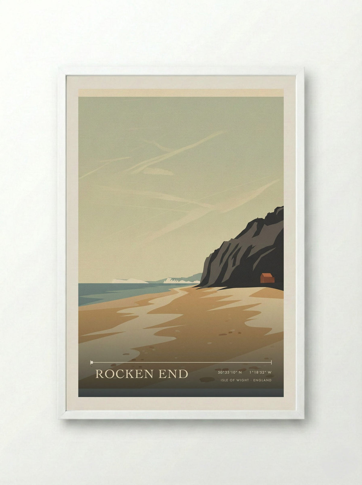 Rocken End Isle of Wight England Travel Poster - Framed Print White