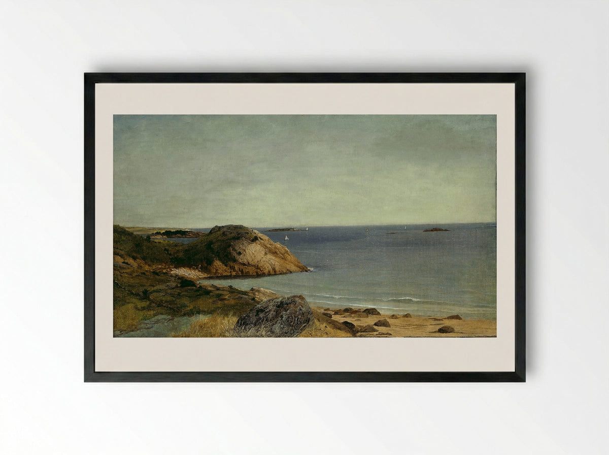 Rocky Coast - John Frederick Kensett - Framed Print Black