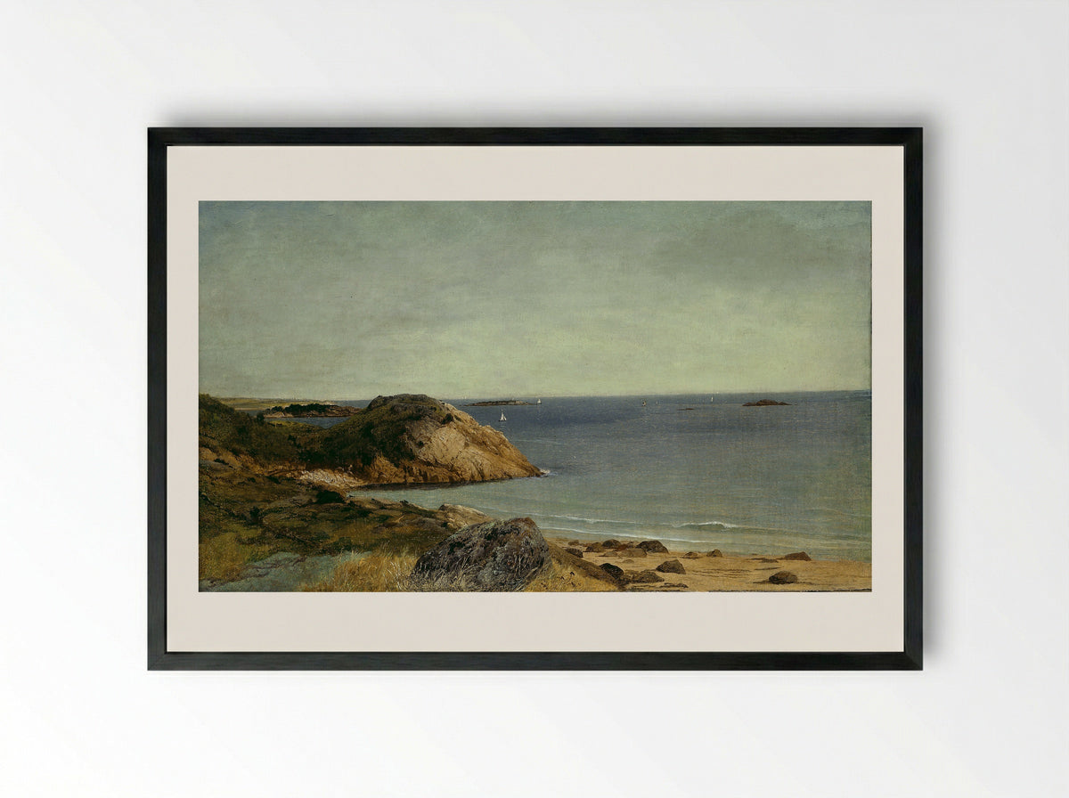 Rocky Coast - John Frederick Kensett - Framed Print Black