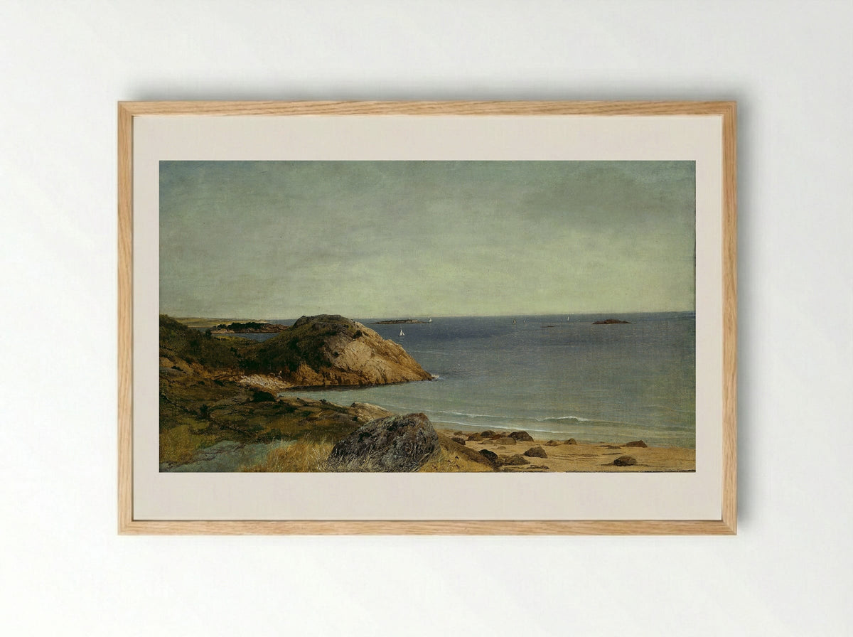 Rocky Coast - John Frederick Kensett - Framed Print Wood