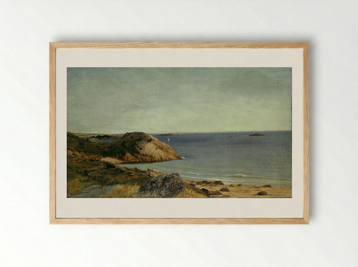 Rocky Coast - John Frederick Kensett - Framed Print Wood