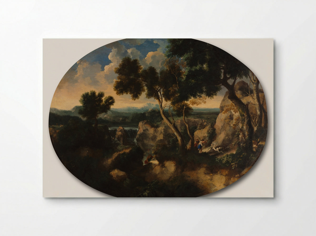 Rocky Landscape with Hunters - Gaspard Dughet - Poster