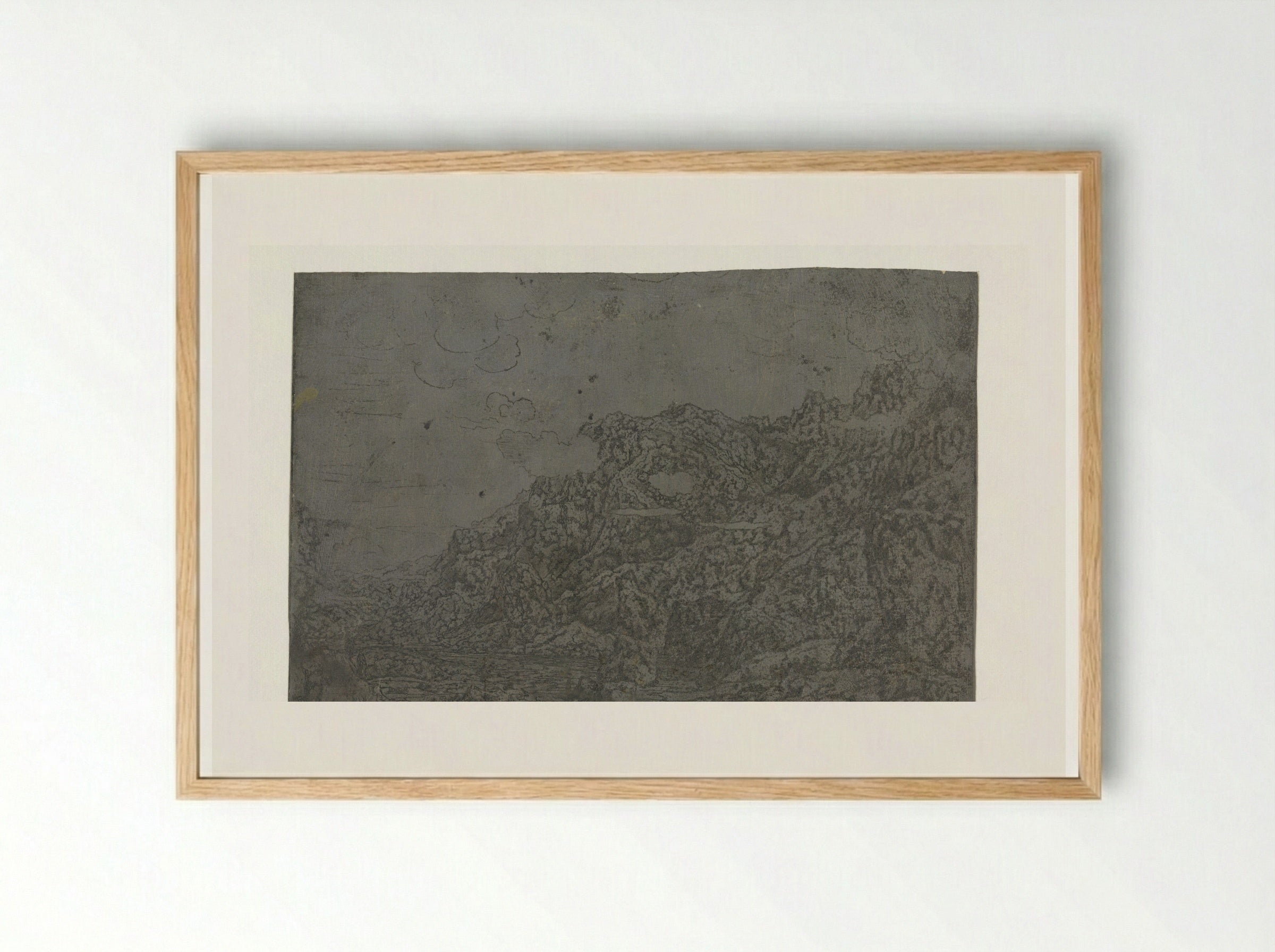Rocky Landscape with Low Clouds - Hercules Segers - Framed Print Wood