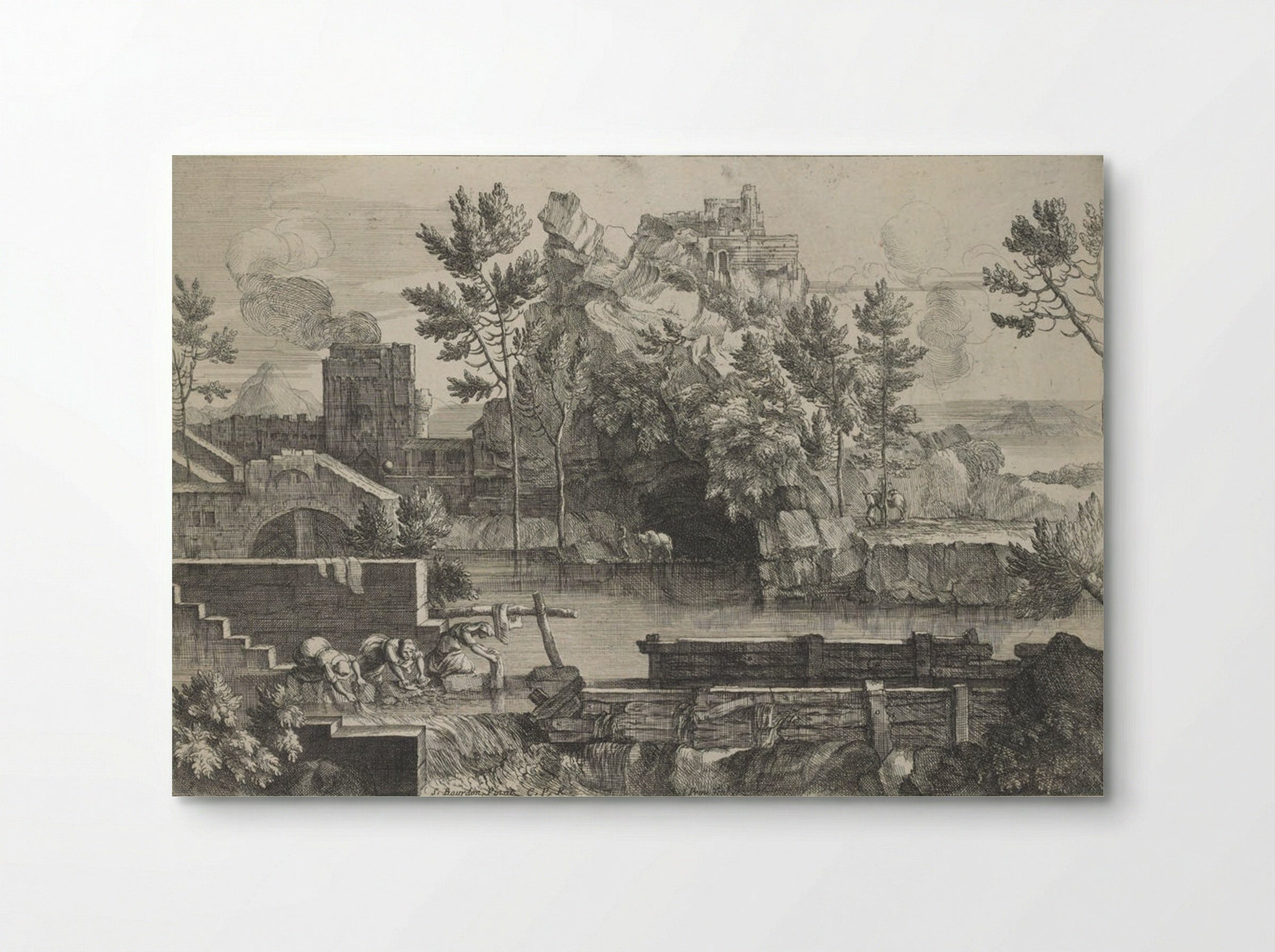 Rocky Landscape (with Women Washing Clothes) - Jacques Prou - Poster