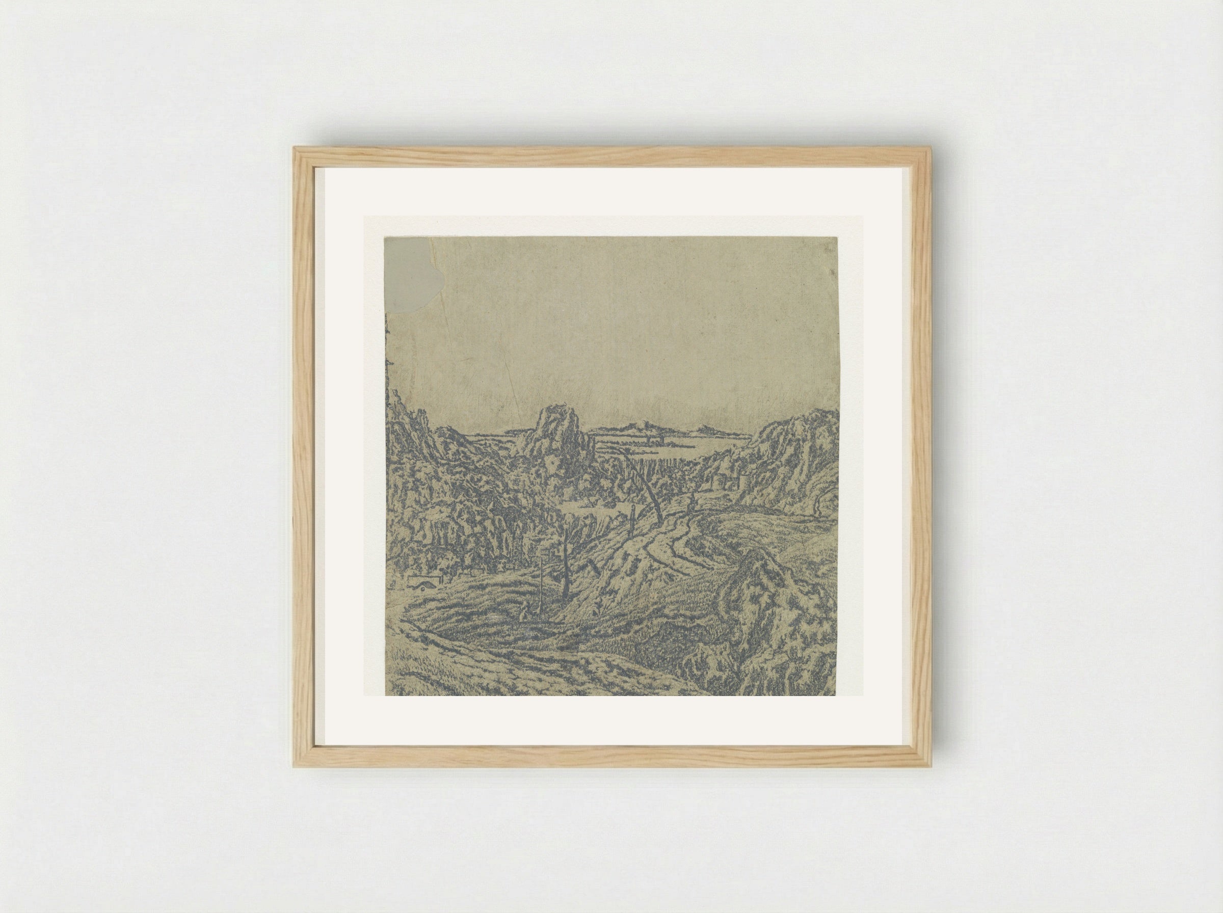 Rocky Landscape with a Chasm, Second Version - Hercules Segers - Framed Print Wood
