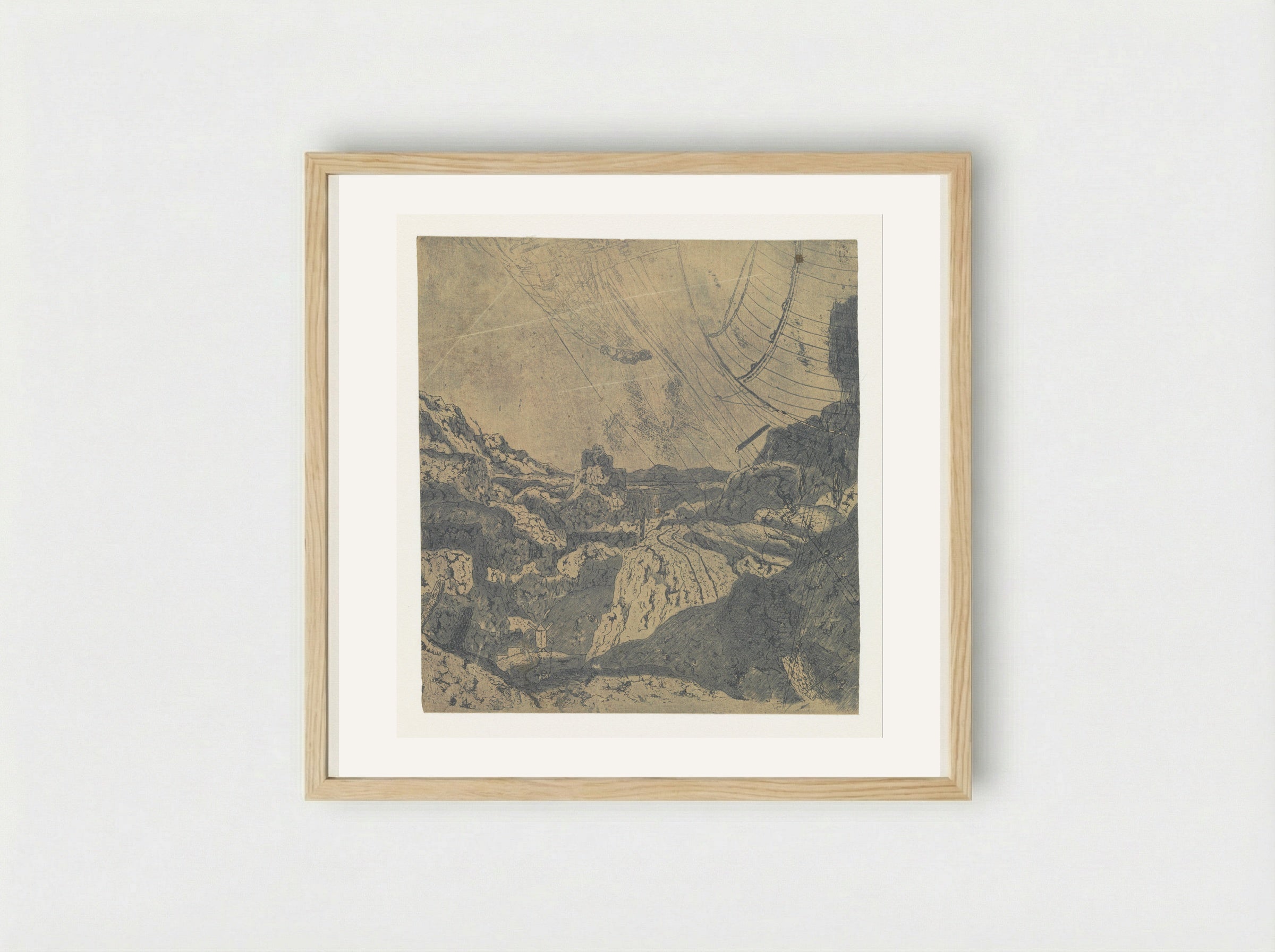 Rocky Landscape with a Gorge, First Version - Hercules Segers - Framed Print Wood