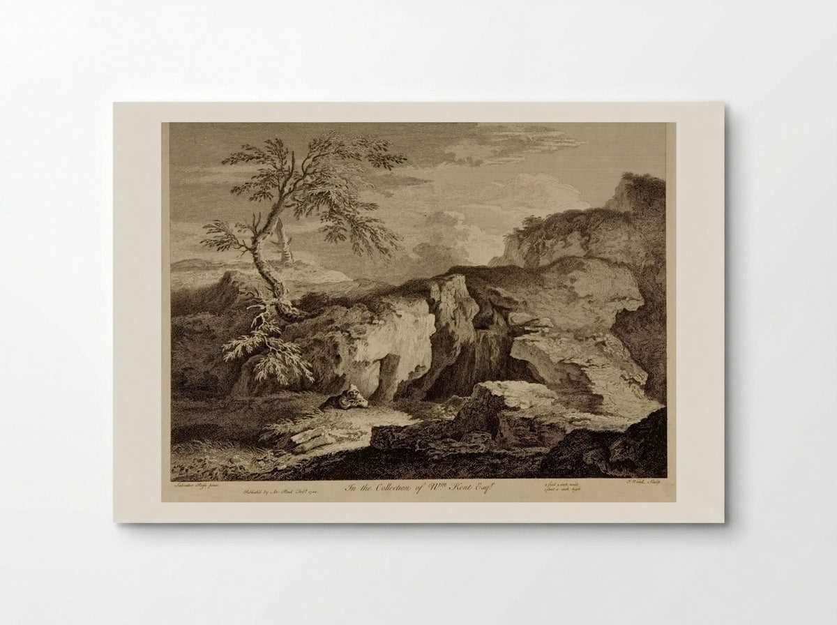 Rocky Landscape with a Hermit Reading - John Wood - Poster