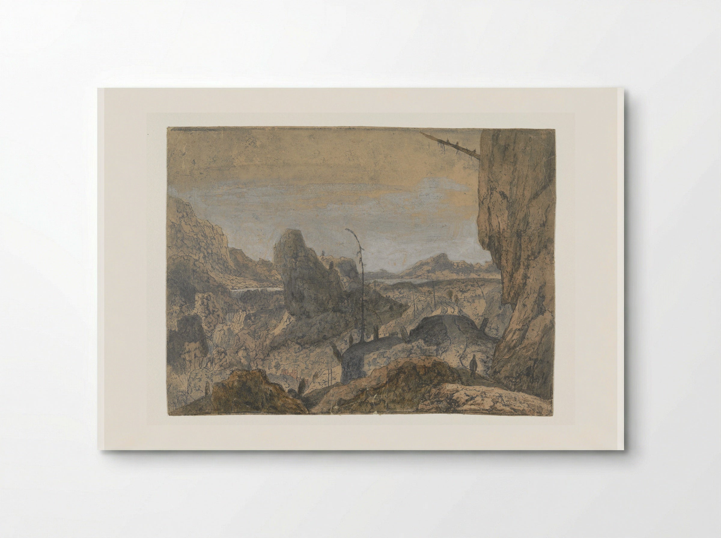 Rocky Landscape with a Man Walking to the Right, First Version - Hercules Segers - Poster