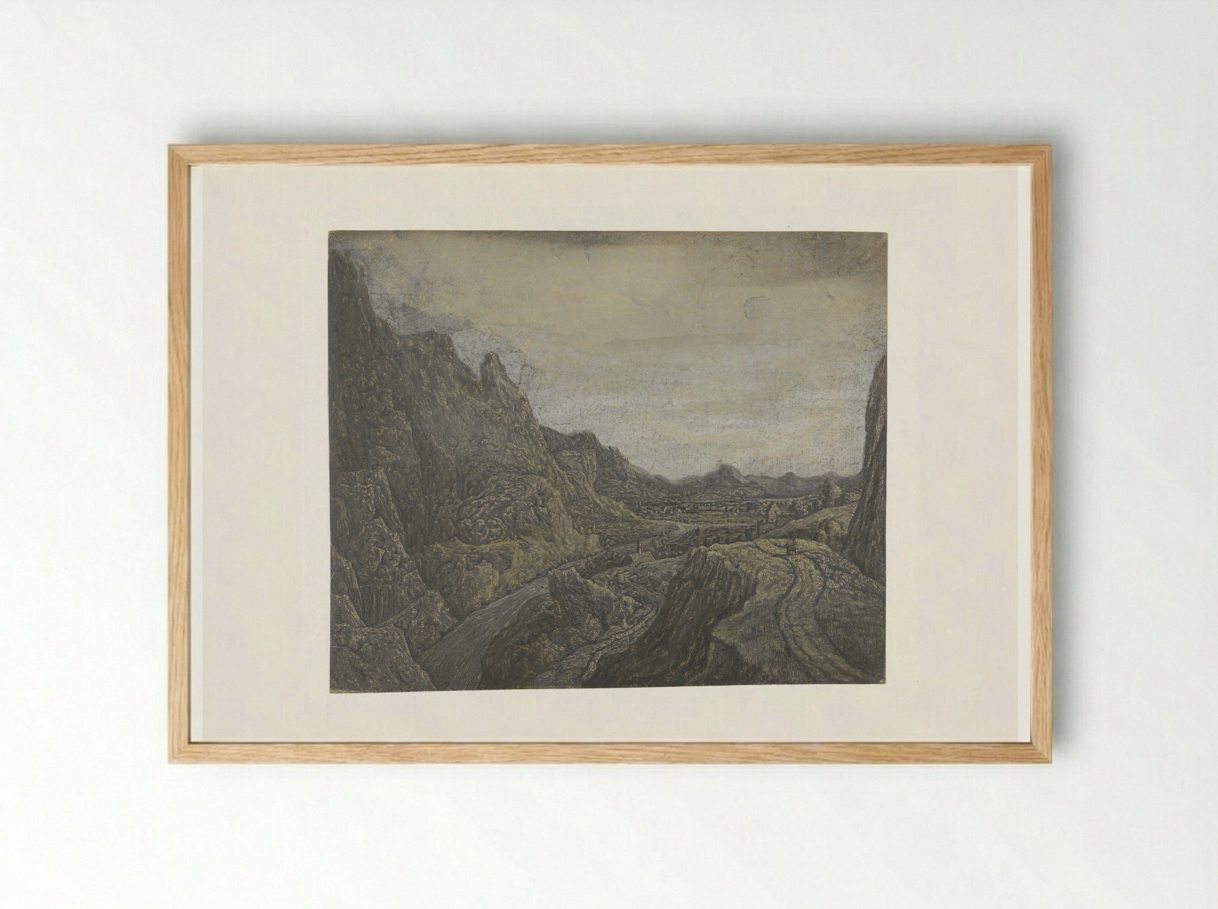 Rocky Landscape with a Road and a River - Hercules Segers - Framed Print Wood
