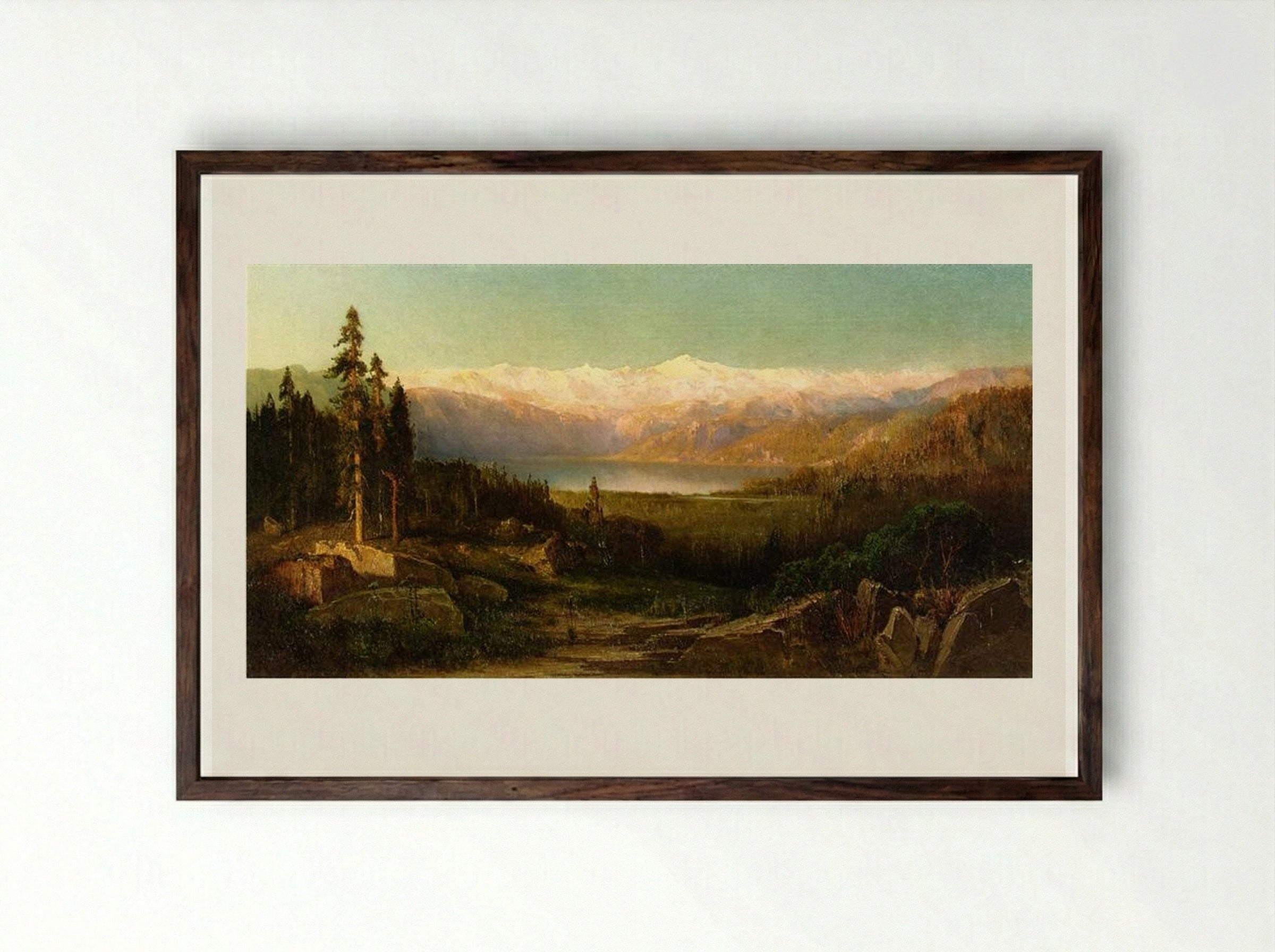 Rocky Mountains - Thomas Hill - Framed Print Dark Wood