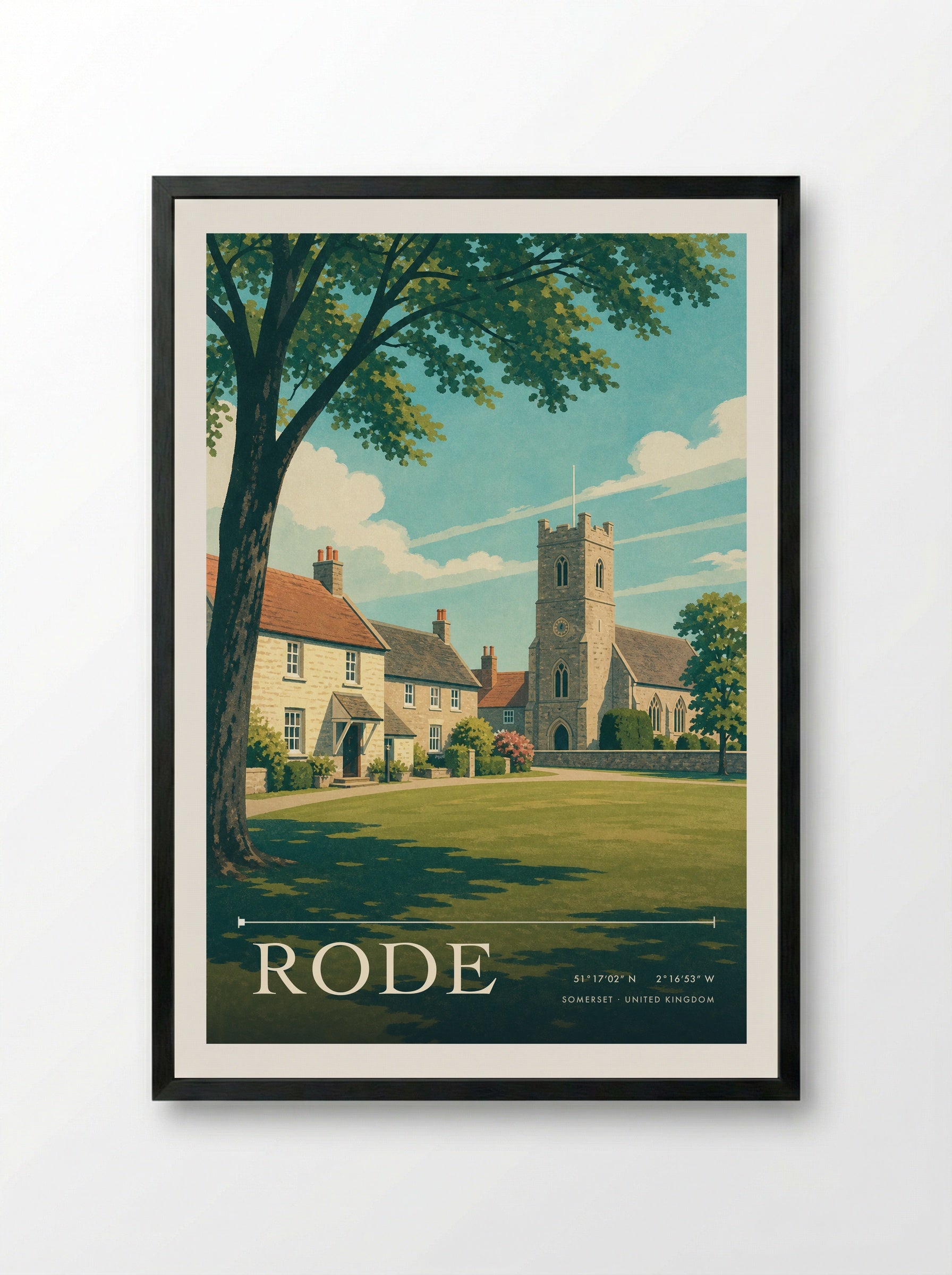 Rode Somerset United Kingdom Travel Poster - Framed Print Black