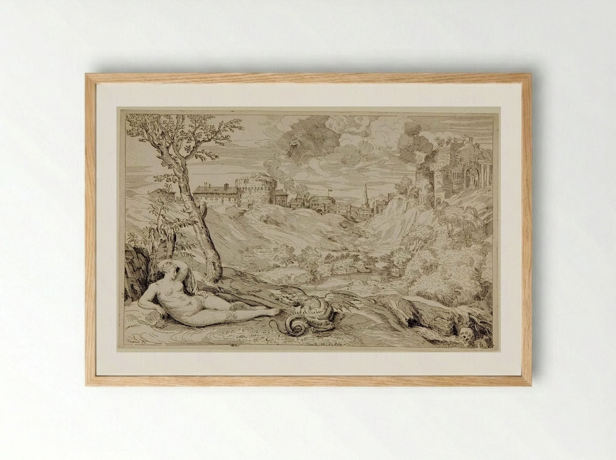 Roger and Angelica - Anne Claude Philippe de Thubières, comte de Caylus - Framed Print Wood