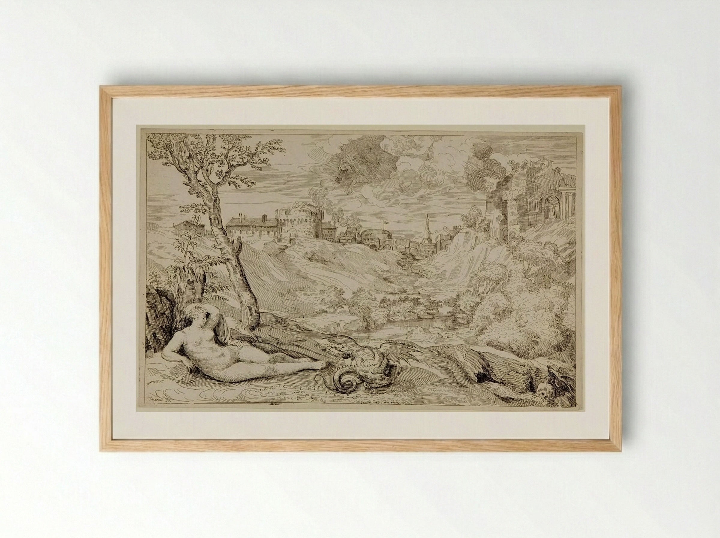 Roger and Angelica - Anne Claude Philippe de Thubières, comte de Caylus - Framed Print Wood