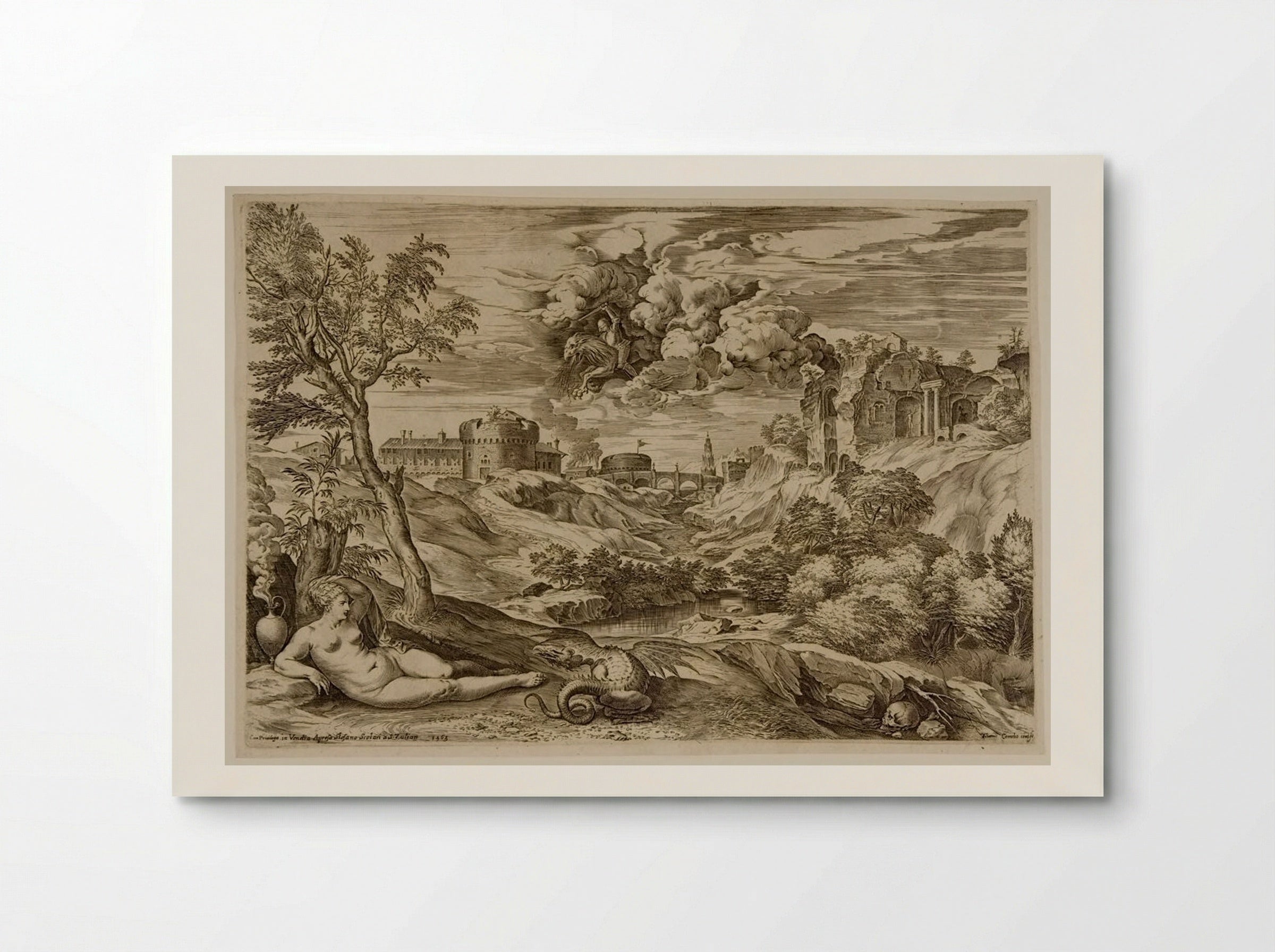 Rogero Liberating Angelica from the Dragon - Cornelis Cort - Poster