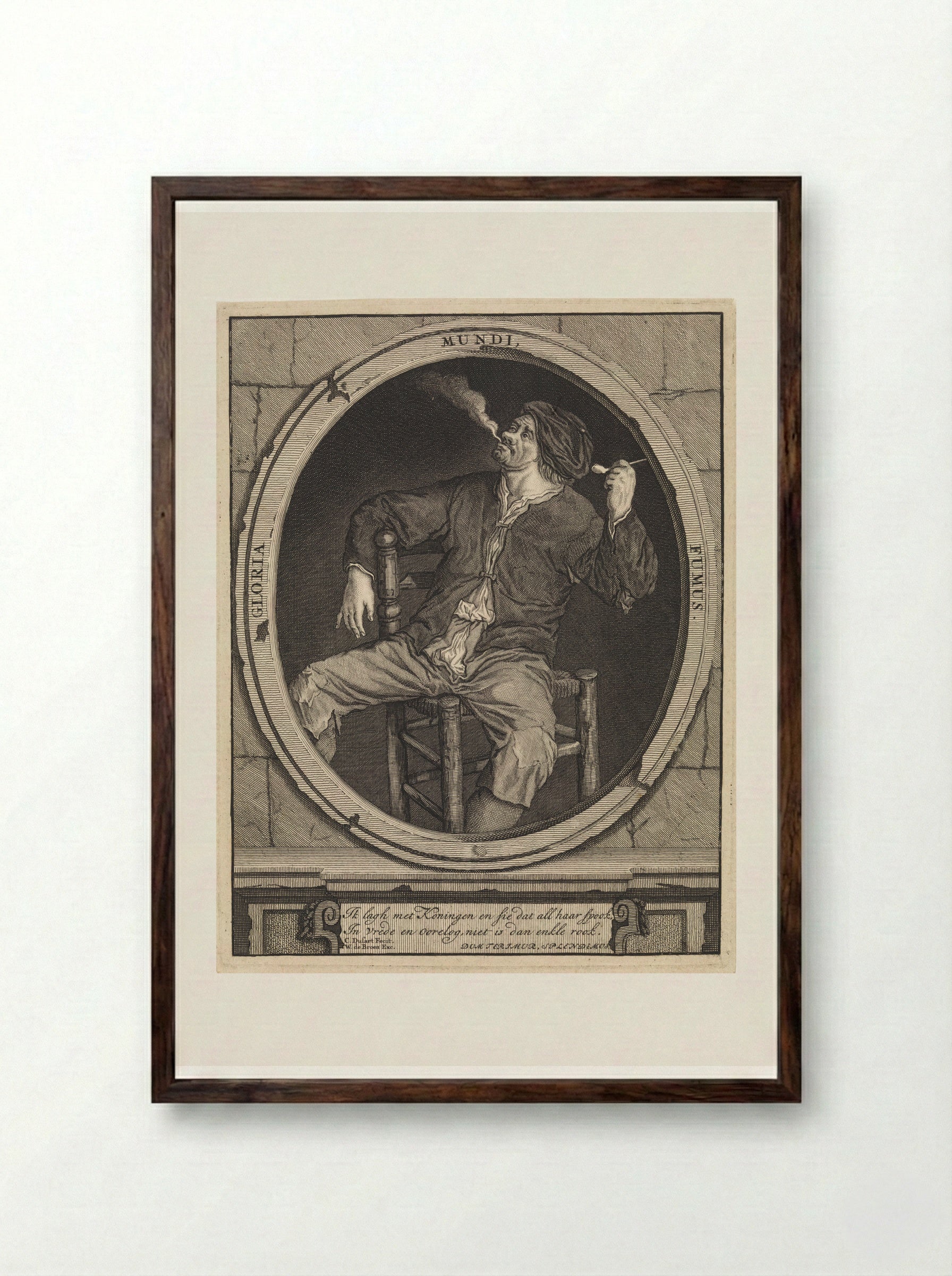 Rokende boer met pijp - Matthijs Pool - Framed Print Dark Wood