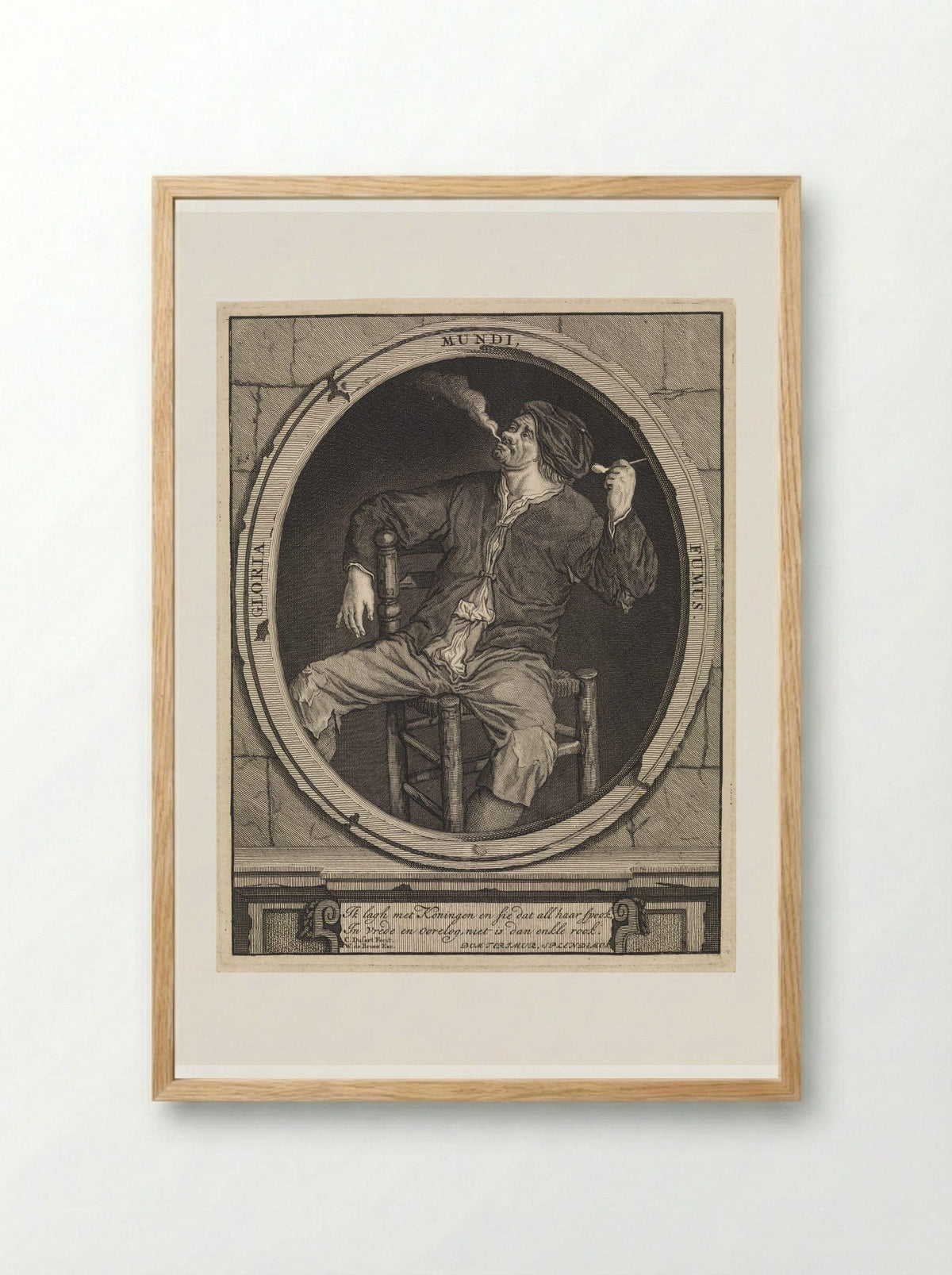 Rokende boer met pijp - Matthijs Pool - Framed Print Wood