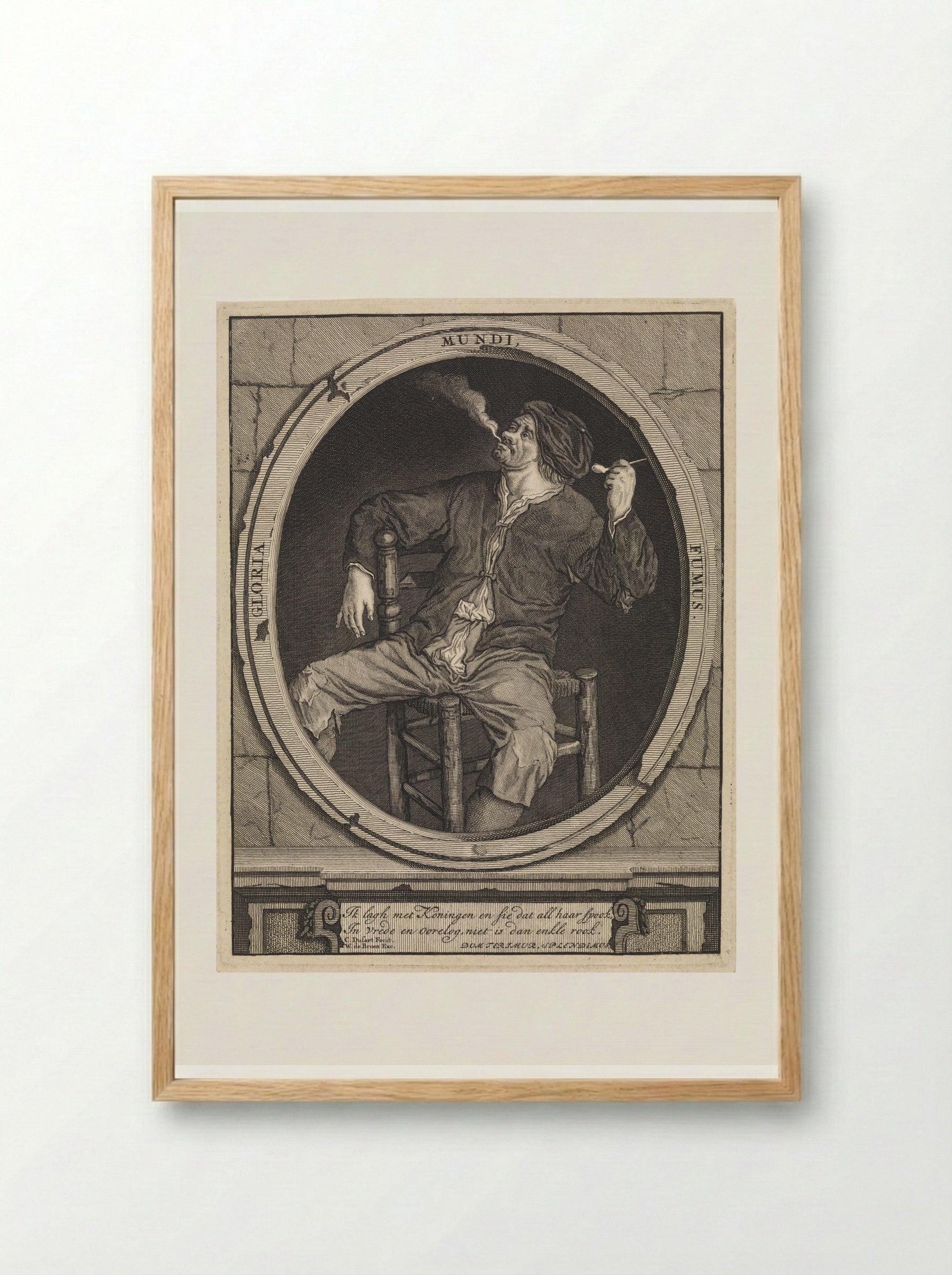 Rokende boer met pijp - Matthijs Pool - Framed Print Wood