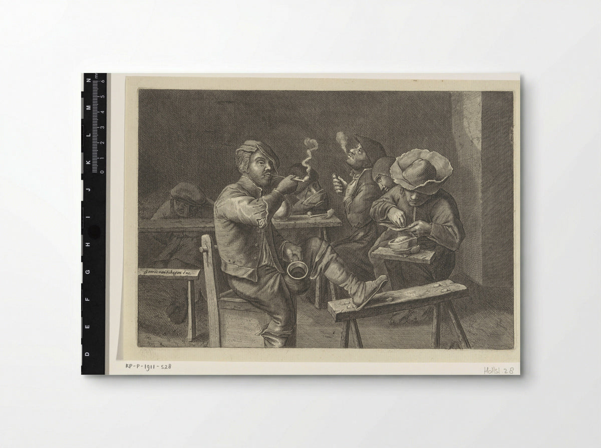 Rokende boeren rond een tafel - Gerrit Lucasz van Schagen - Poster