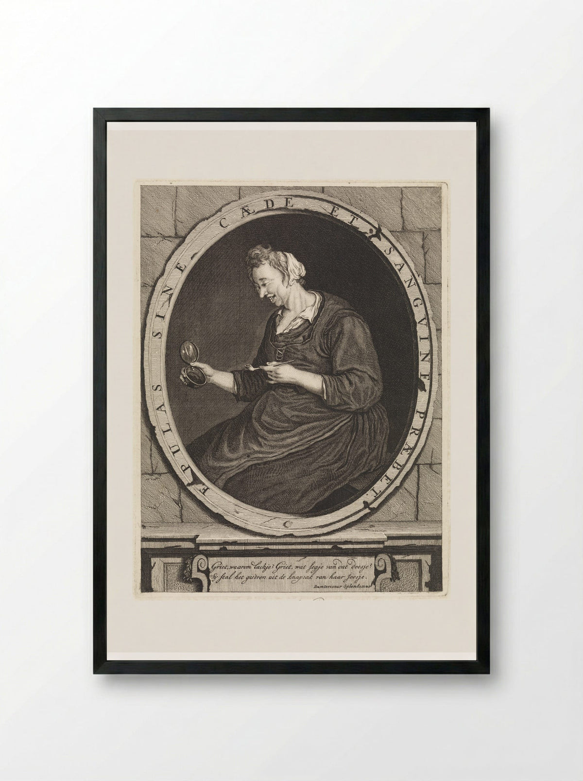 Rokende boerin met pijp en test - Matthijs Pool - Framed Print Black