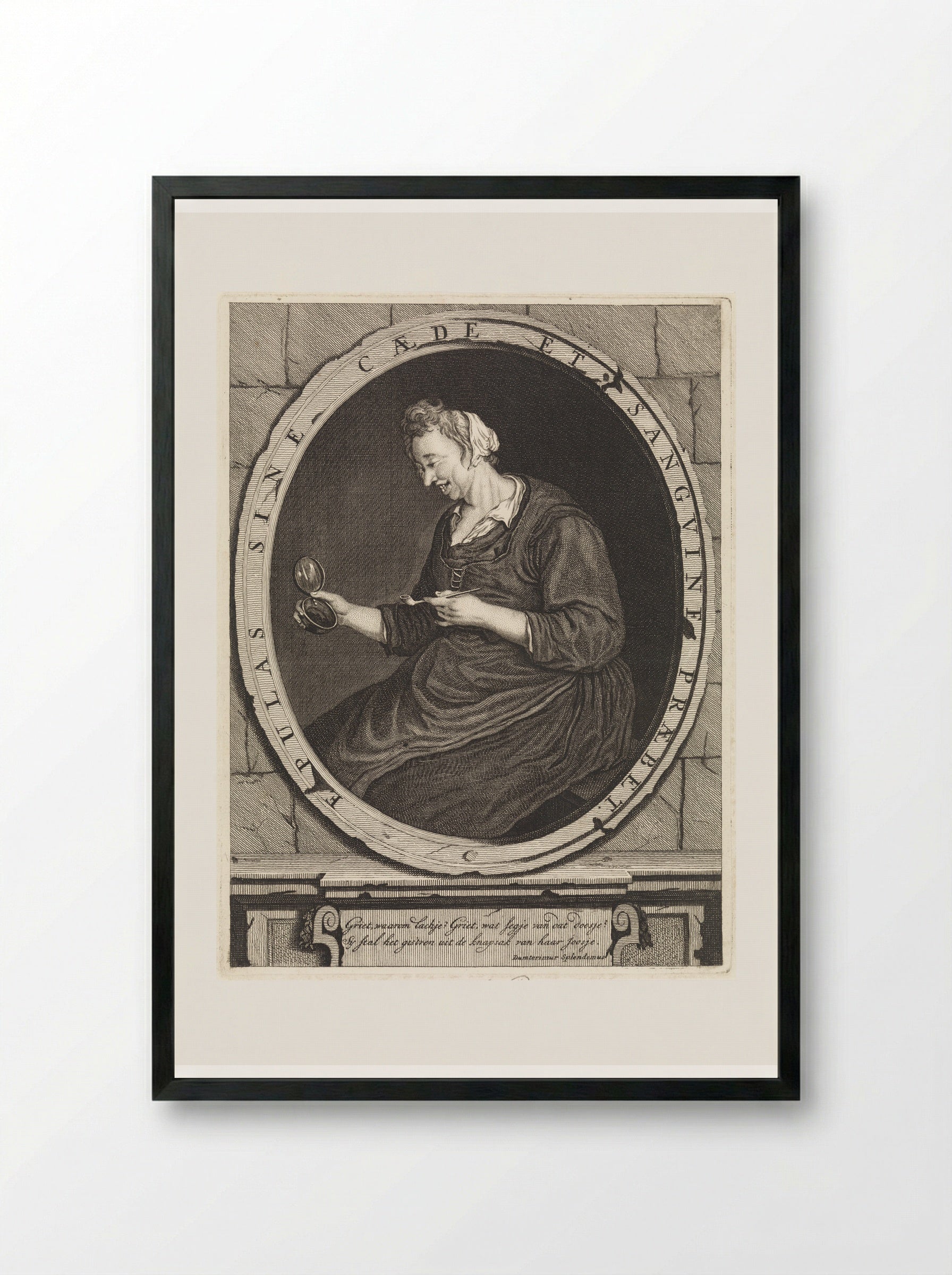 Rokende boerin met pijp en test - Matthijs Pool - Framed Print Black