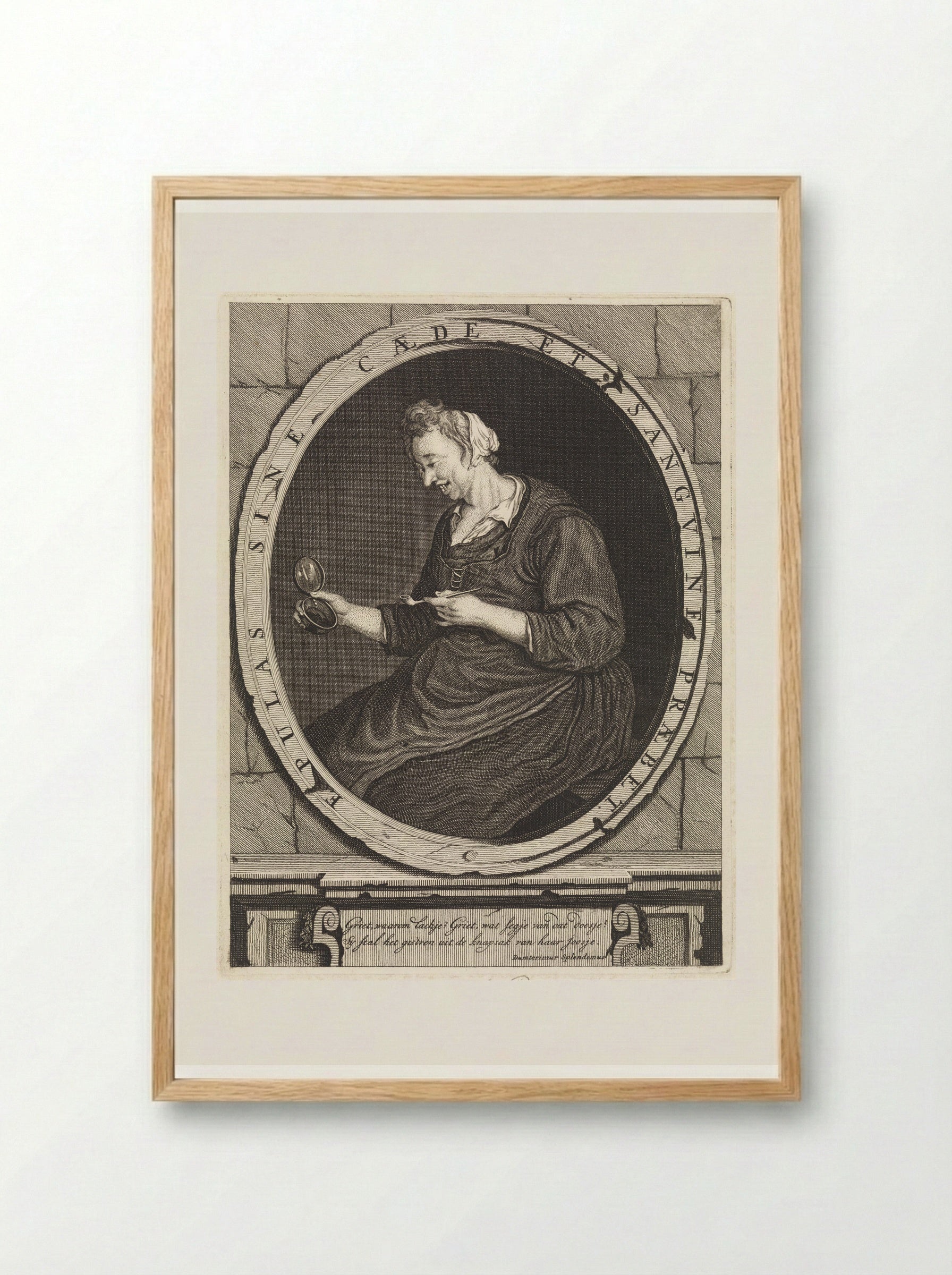 Rokende boerin met pijp en test - Matthijs Pool - Framed Print Wood