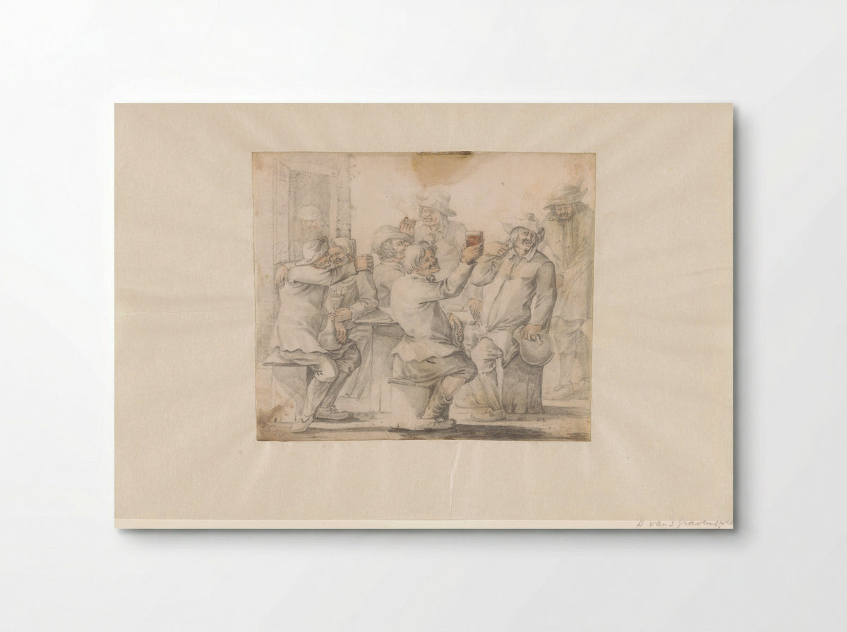 Rokende en drinkende boeren - D. van 's Gravenweert - Poster