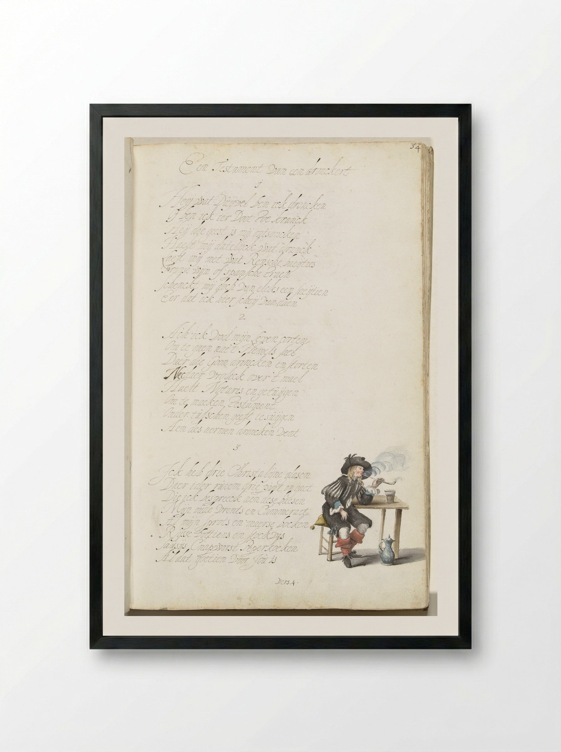 Roker zittend aan een tafel - Gesina ter Borch - Framed Print Black