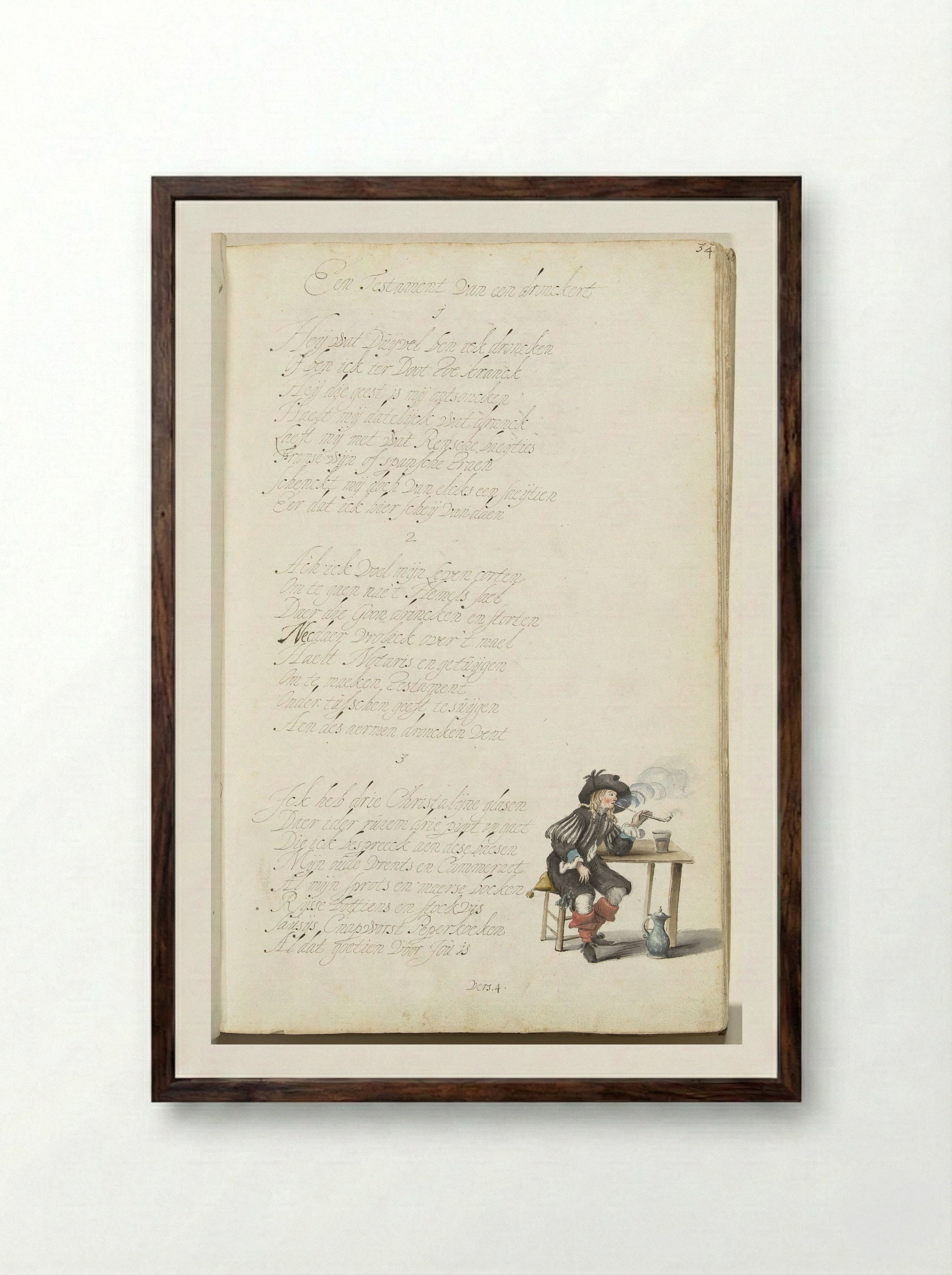 Roker zittend aan een tafel - Gesina ter Borch - Framed Print Dark Wood