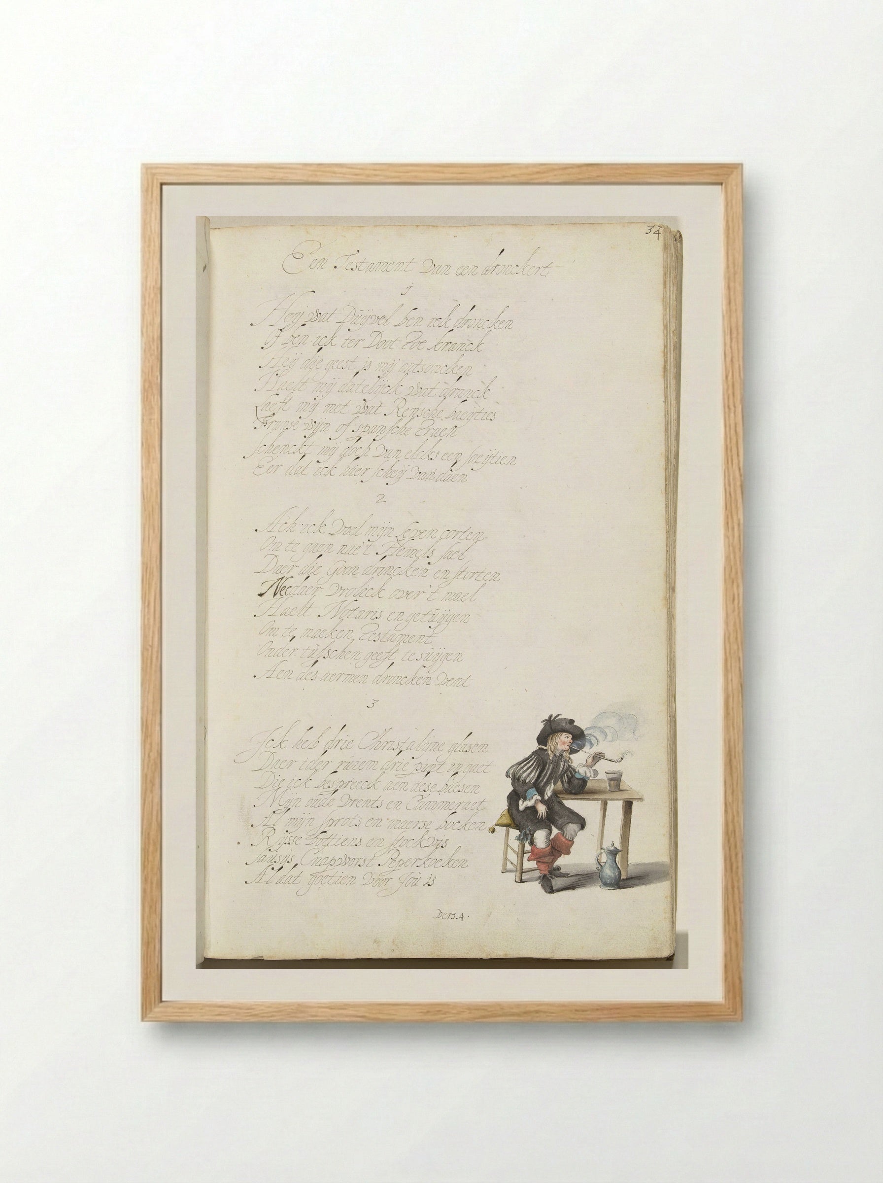 Roker zittend aan een tafel - Gesina ter Borch - Framed Print Wood